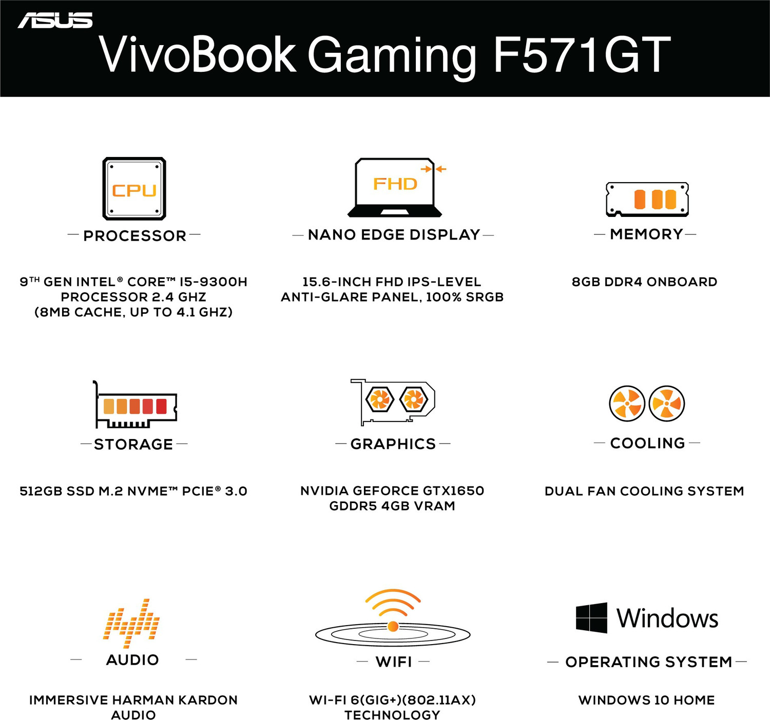 Image of ASUS Vivobook Gaming Intel Core i5 9th Gen NA - (8 GB /512 GB SSD /Windows 11 Home /4 GB Graphics /NVIDIA GeForce GTX 1650 /50 W) F571GT-BN913TS Gaming Laptop
