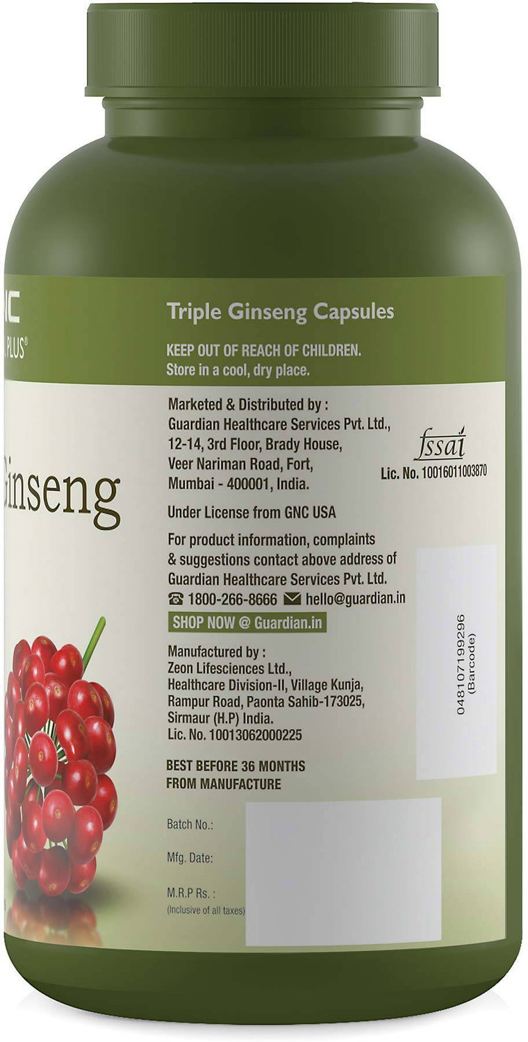 Image of GNC Herbal Plus Triple Ginseng with Korean, American & Siberian Ginseng