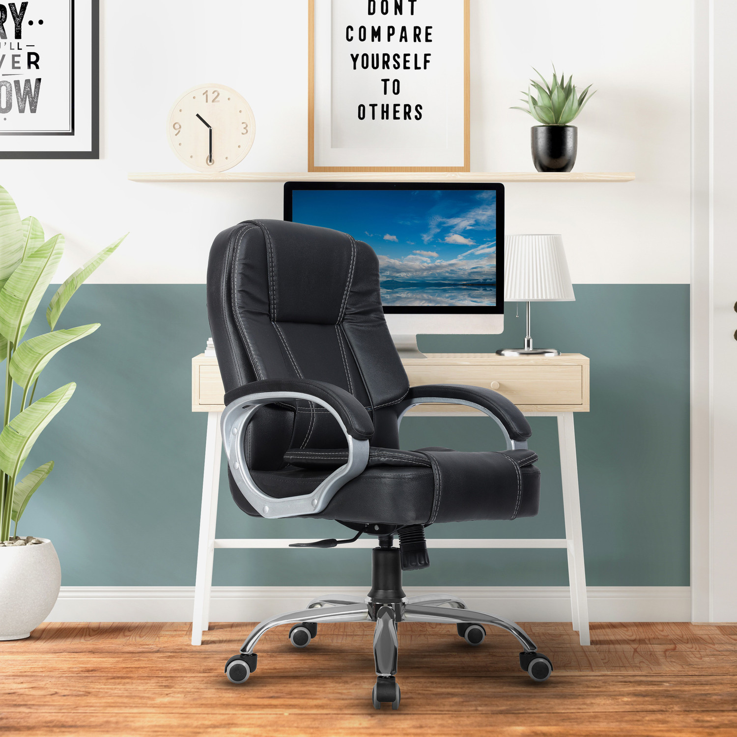 Image of GREEN SOUL Vienna Mid Back Ergonomic Chair|Home & Office use|Premium Finish|Ultra Comfort Leatherette Office Executive Chair