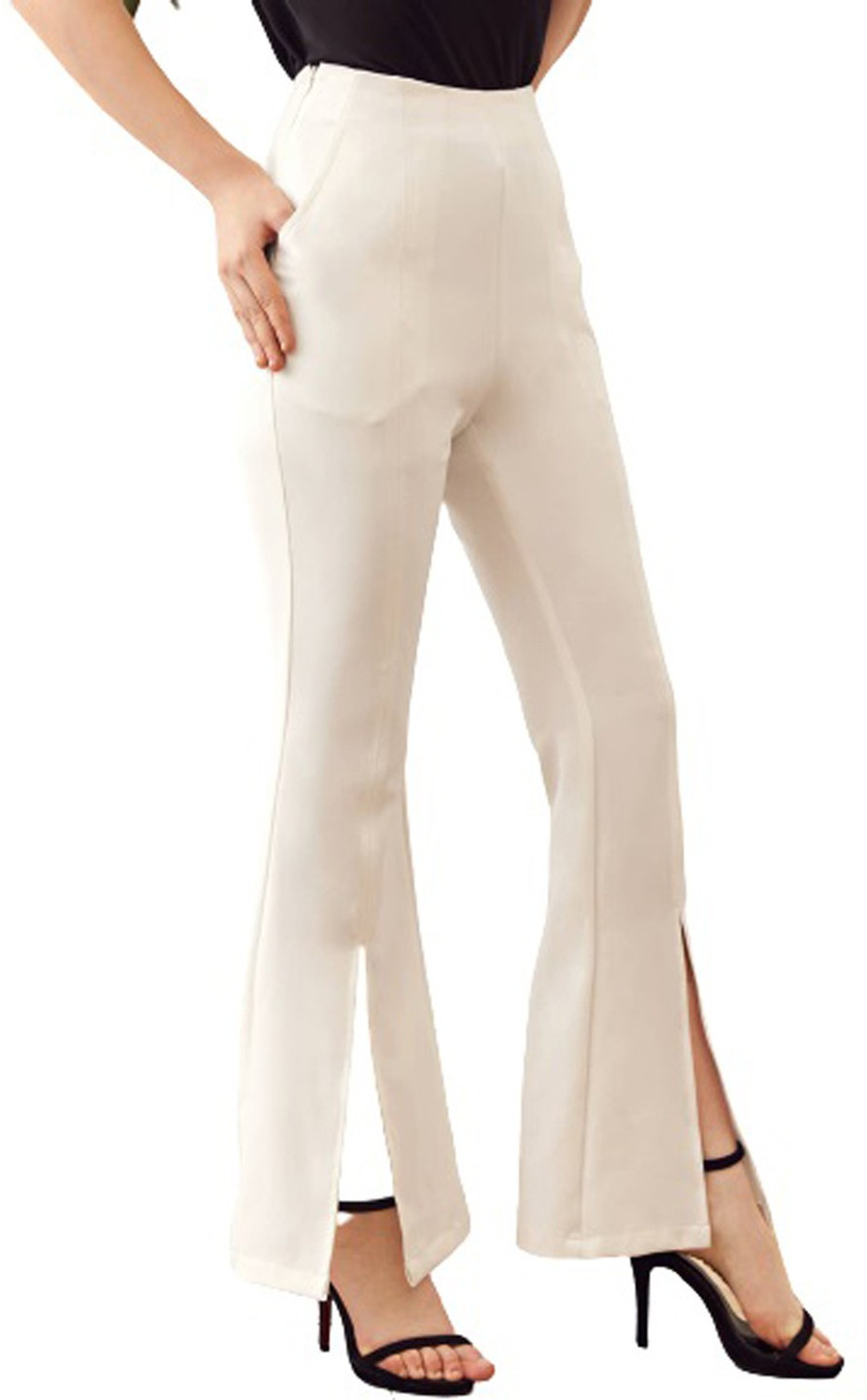 Image of KOTTY Regular Fit Women White Trousers