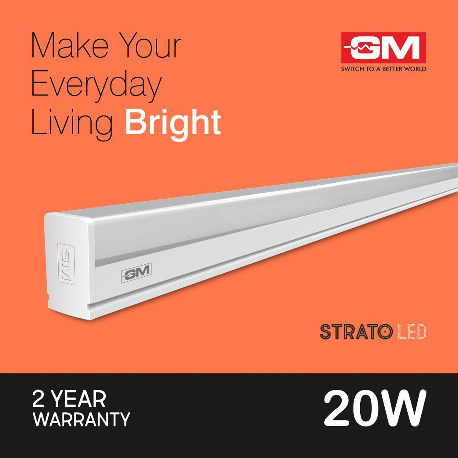 Image of GM Strato - 20 Watt LED Batten Tube Light 20 W 3.5 cm Tube Light