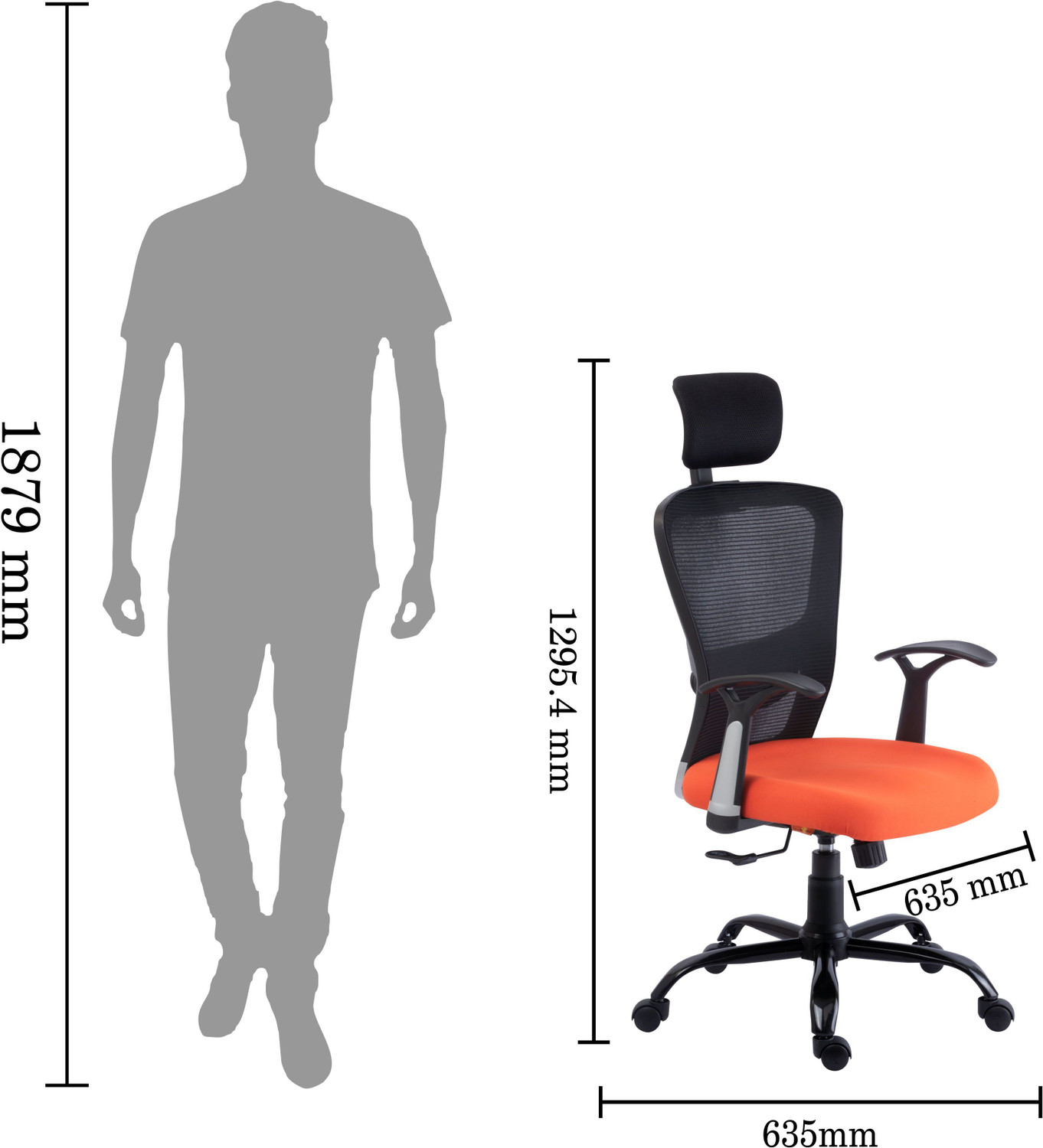Image of Bluebell POLO Ergonomic high back revolving office | executive | study chair (Orange) Nylon, Mesh Office Executive Chair