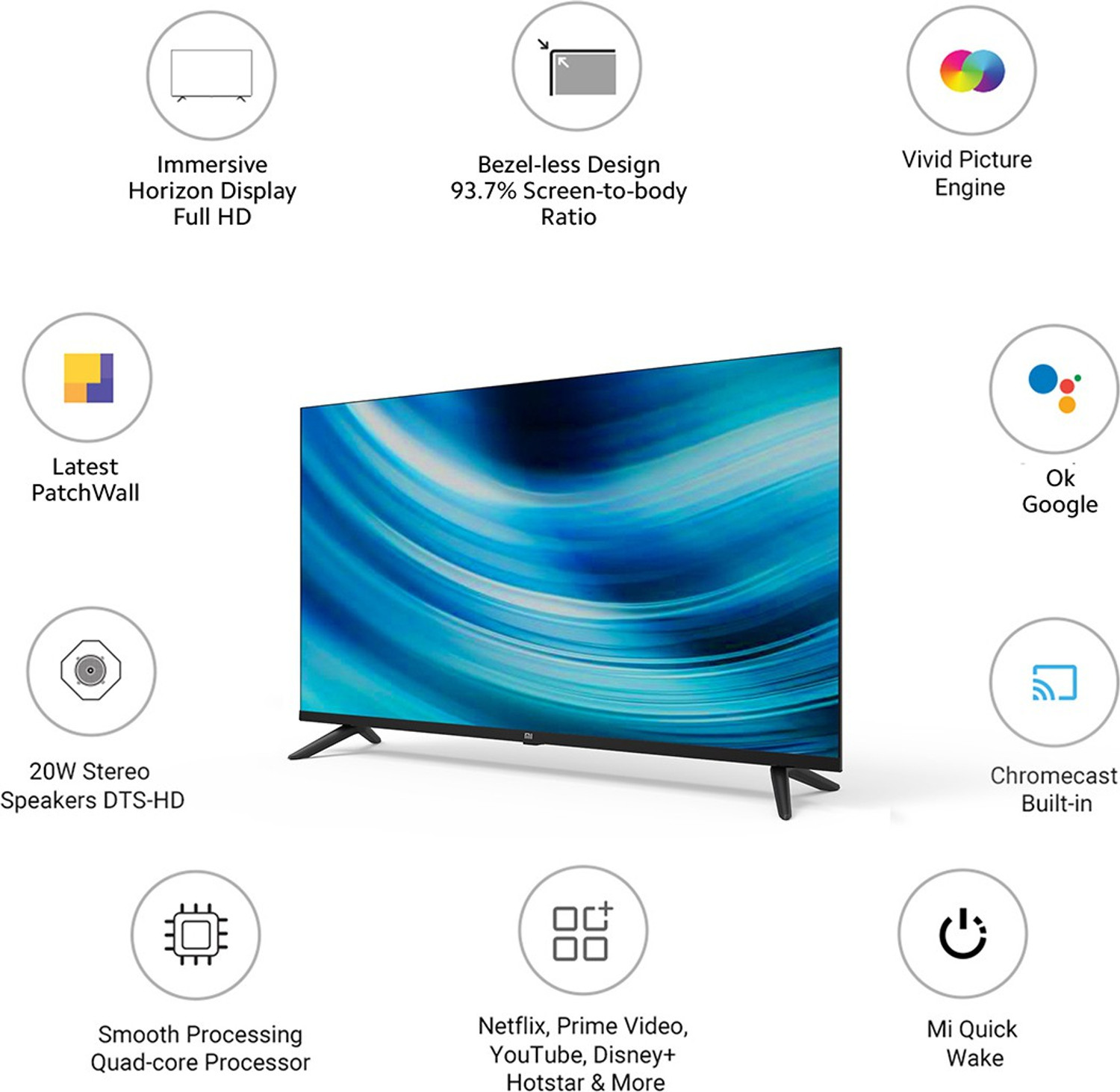 Image of XIAOMI by Mi 4A Horizon Edition 100 cm (40 inch) Full HD LED Smart Android TV with FHD | DTS-HD | Vivid Picture Engine