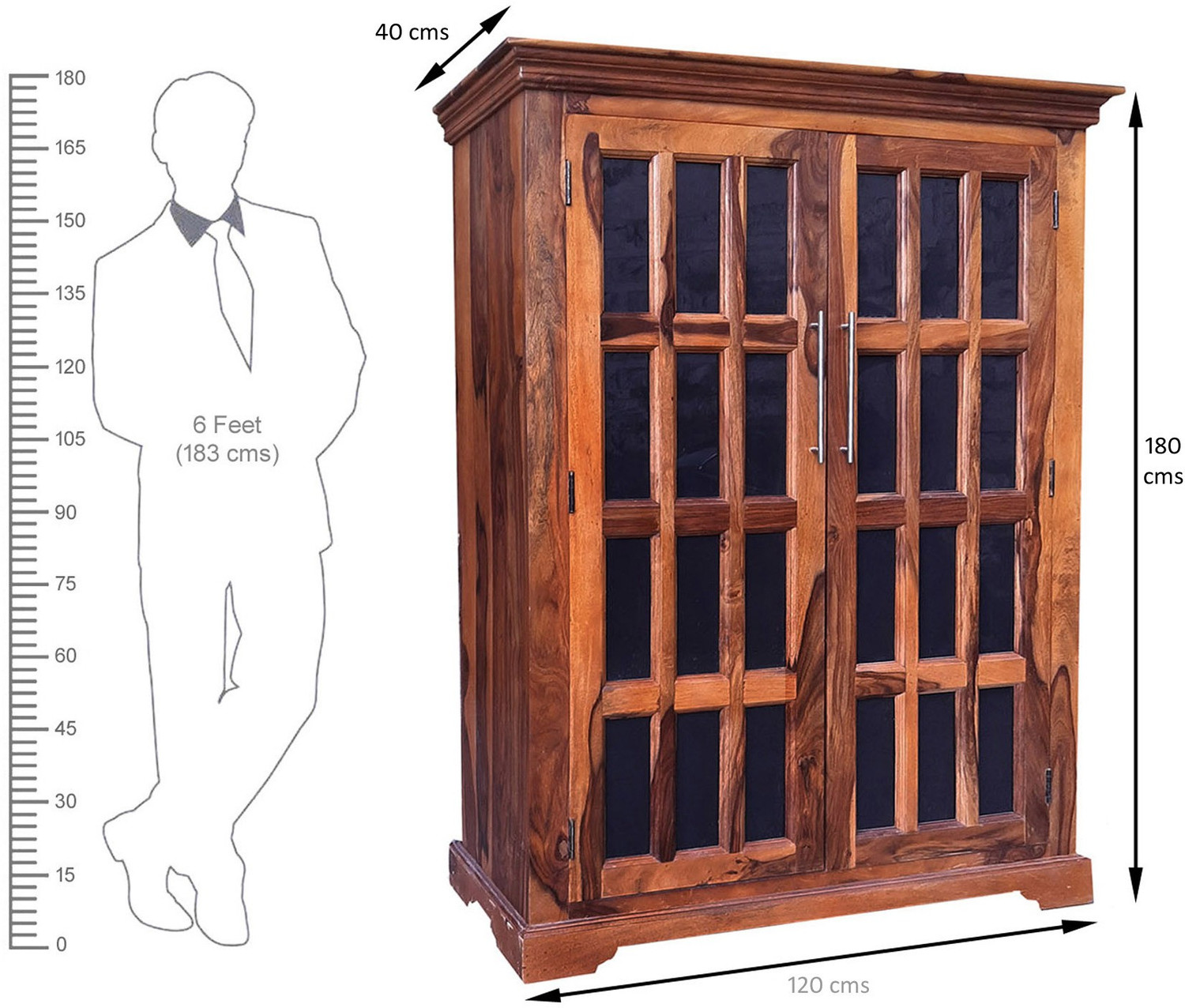 Image of THE ATTIC Solid Wood 2 Door Wardrobe (Finish Color - Honey, Pre-assembled)