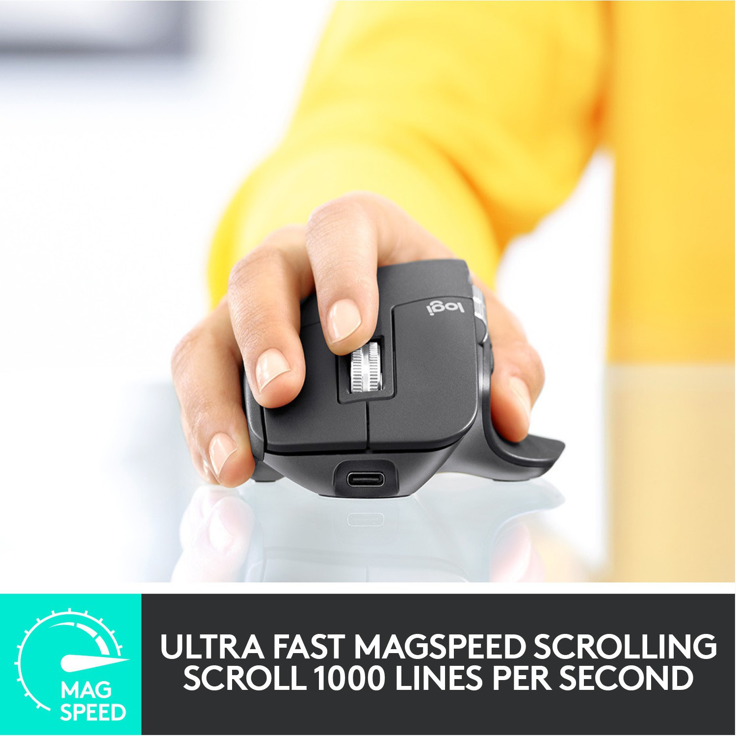 Image of Logitech MX Master 3 / Ultrafast Scrolling, Ergonomic, 4000 Dpi Wireless Ambidextrous Touch Mouse with Bluetooth (2.4GHz Wireless, Matte Black)