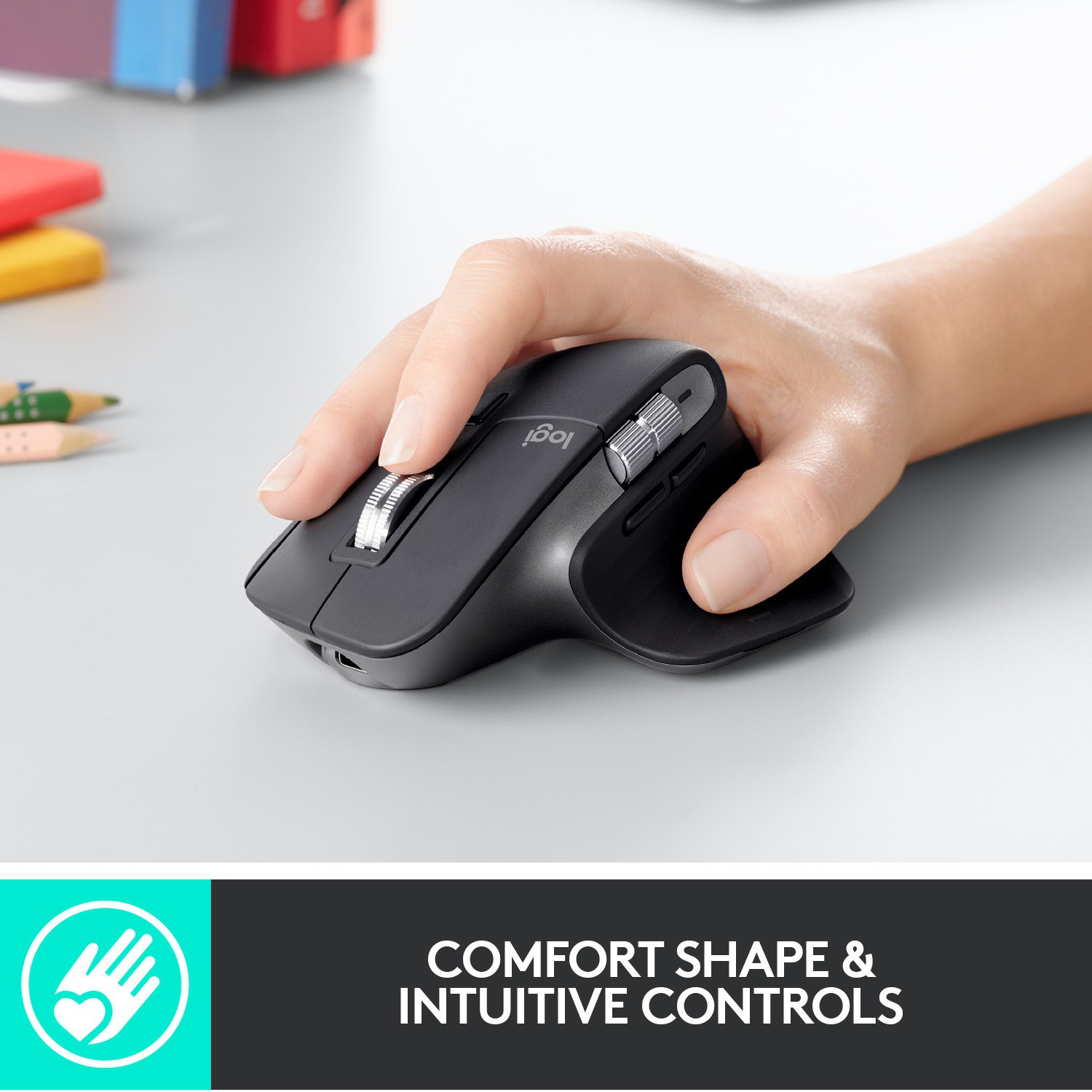 Image of Logitech MX Master 3 / Ultrafast Scrolling, Ergonomic, 4000 Dpi Wireless Ambidextrous Touch Mouse with Bluetooth (2.4GHz Wireless, Matte Black)