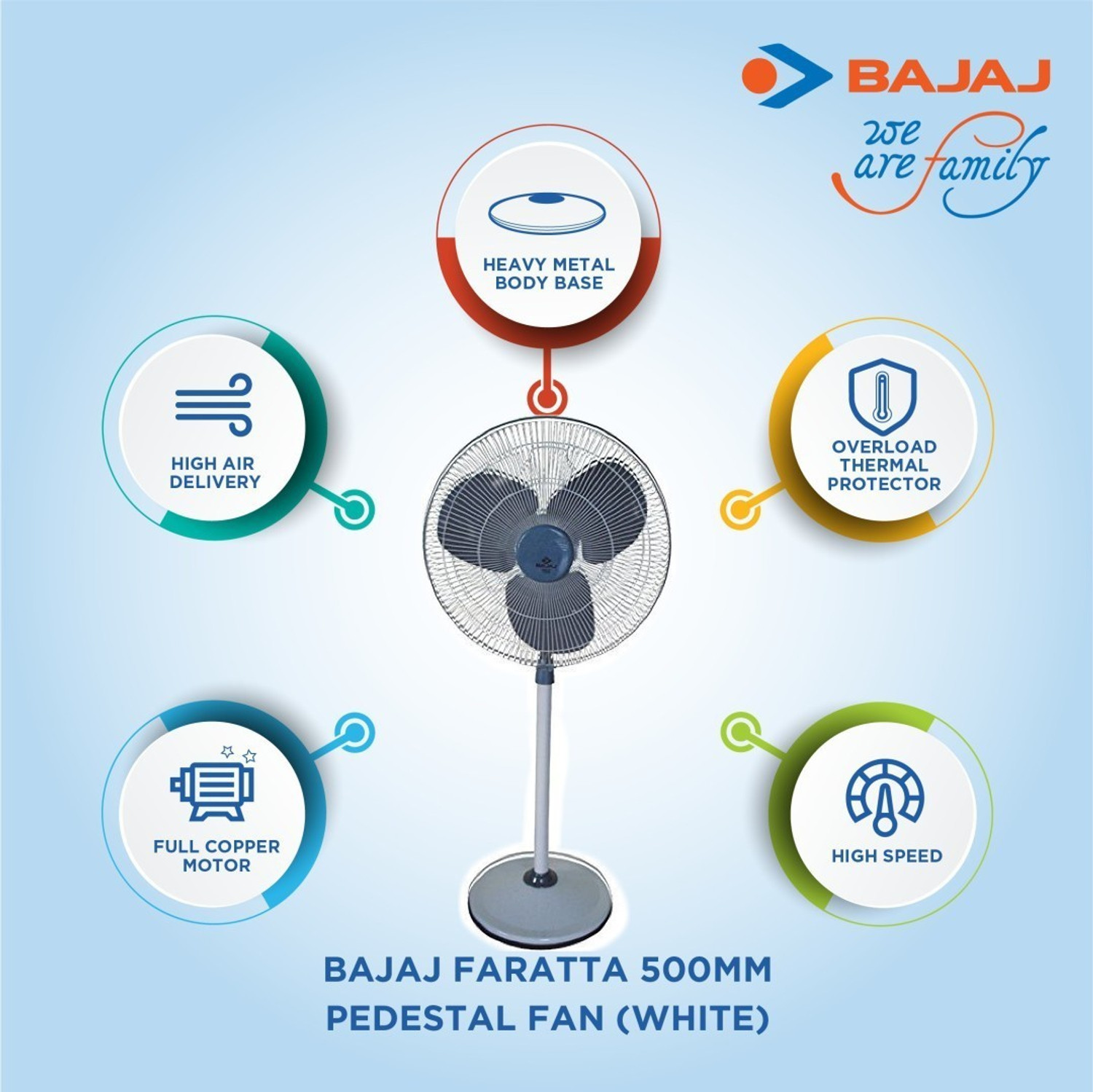 Image of BAJAJ Tez Farrata with 2 Year Warranty Ultra High Speed 500 mm Pedestal Fan