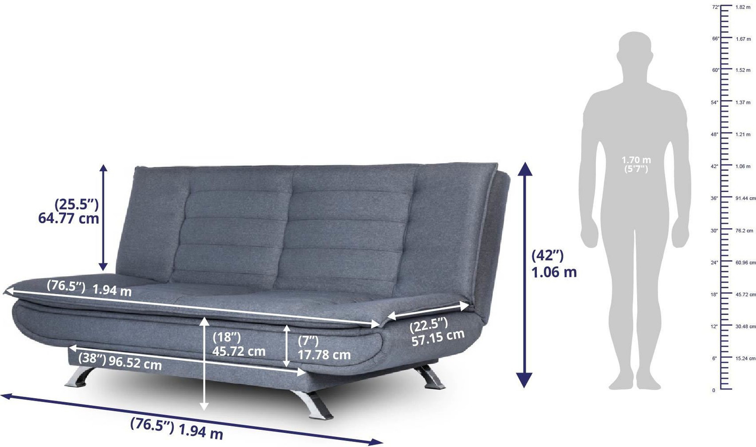 Image of Wakefit Amoeba 3 Seater Double Solid Wood Fold Out Sofa Cum Bed