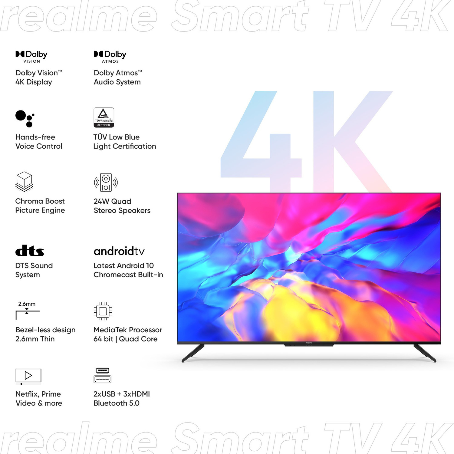 Image of realme 126 cm (50 inch) Ultra HD (4K) LED Smart Android TV with Handsfree Voice Search and Dolby Vision & Atmos