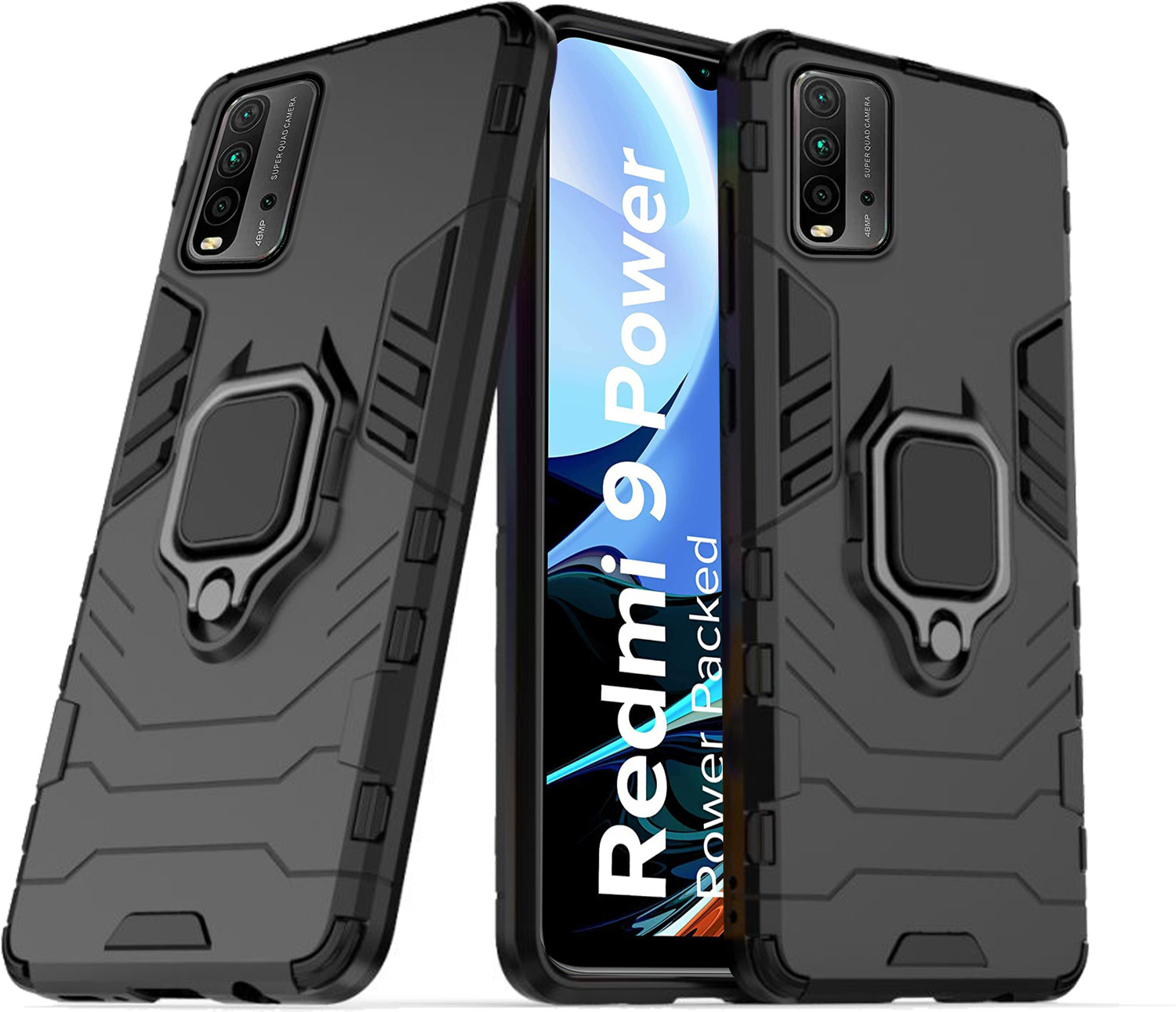 Image of BOZTI Back Cover for Realme 7 Pro (Black, Rugged Armor, Pack of: 1)