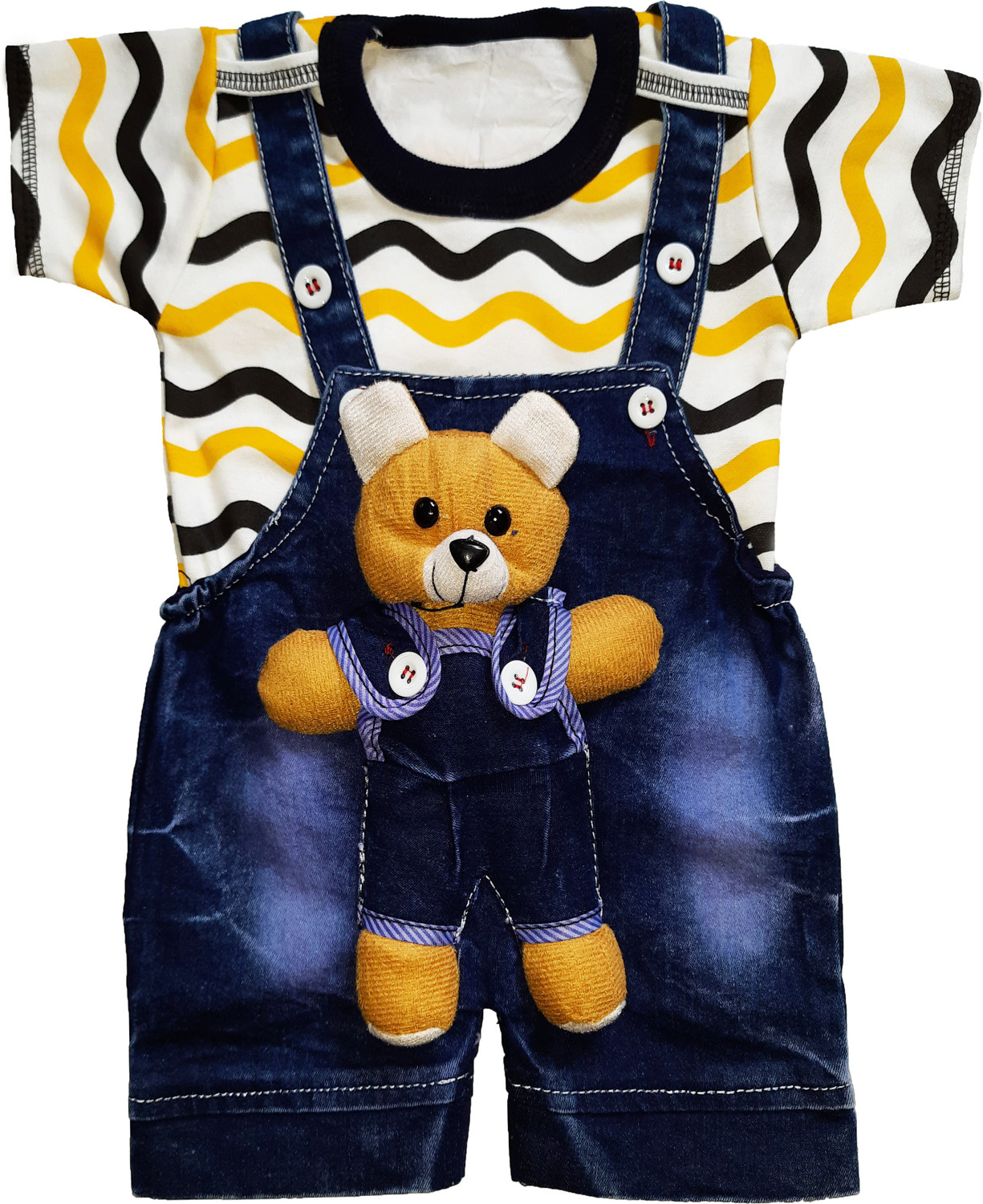 Image of noorclothing Romper For Baby Boys & Baby Girls Casual Printed Cotton Blend (Yellow, Pack of 1)