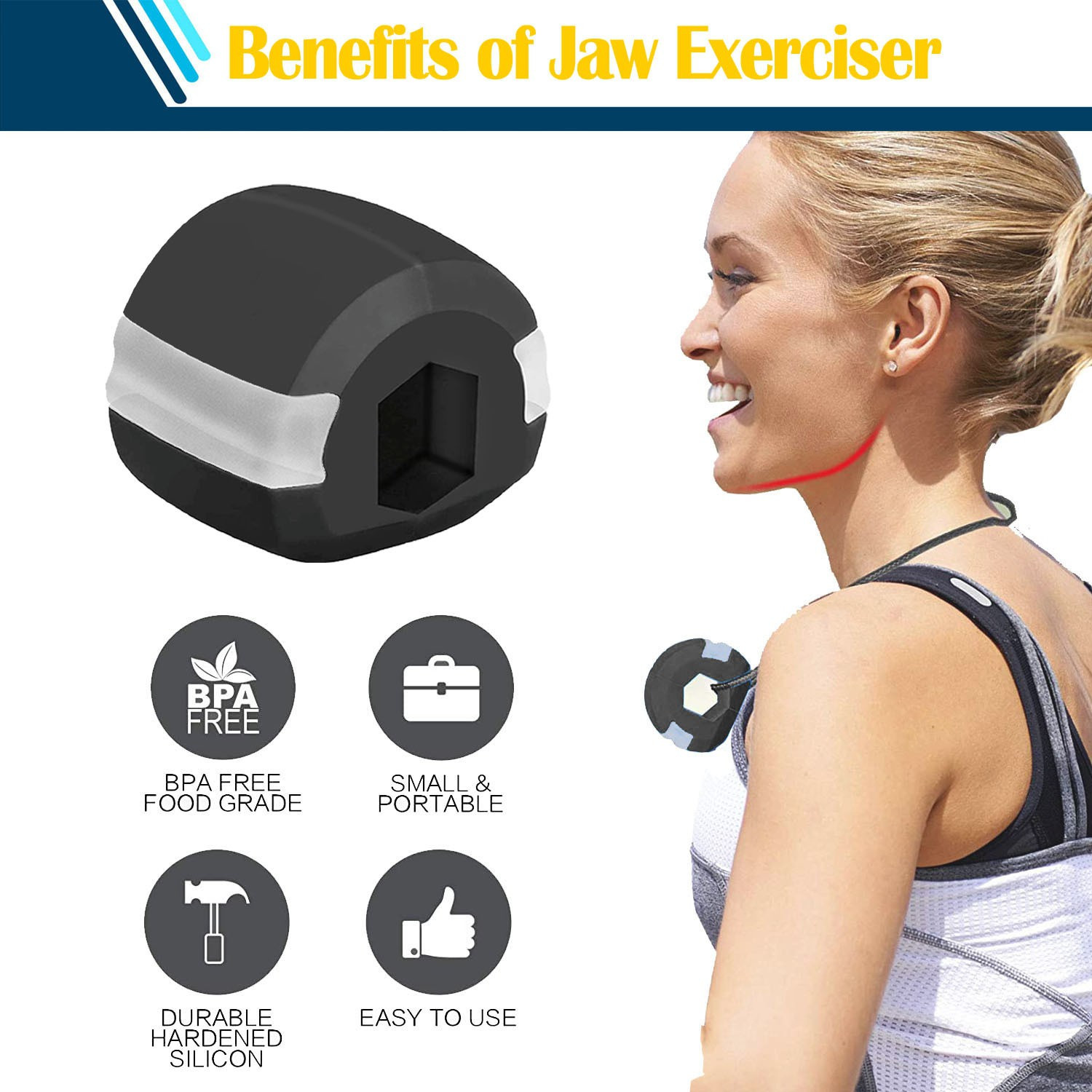 Image of tekme Jaw exerciser for Intermediate 40-LBS define your jawline, Slim & tone your face, Look younger & healthier with Neck rope Jawline(With Accessories) Massager