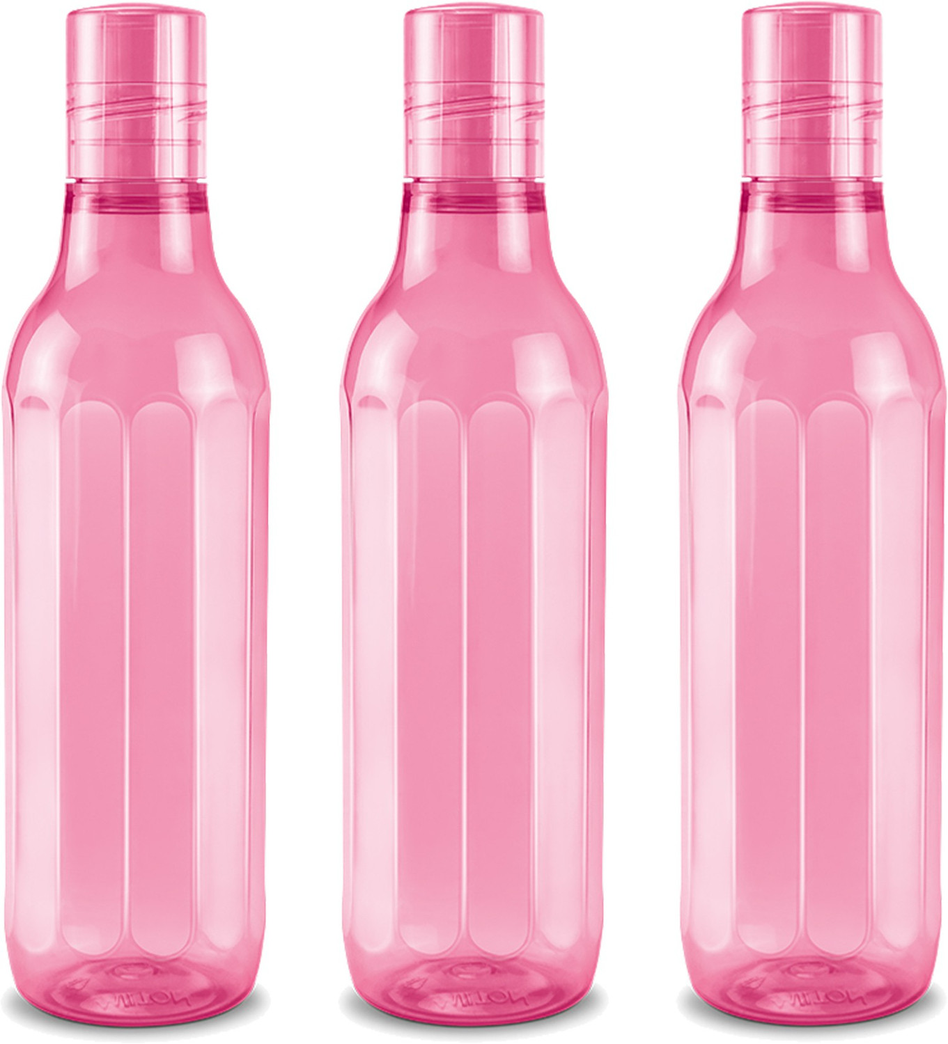 Image of MILTON Prism 1000 Pet Water Bottle, Set of 3, 1 Litre Each, Pink 1000 ml Plastic Bottle