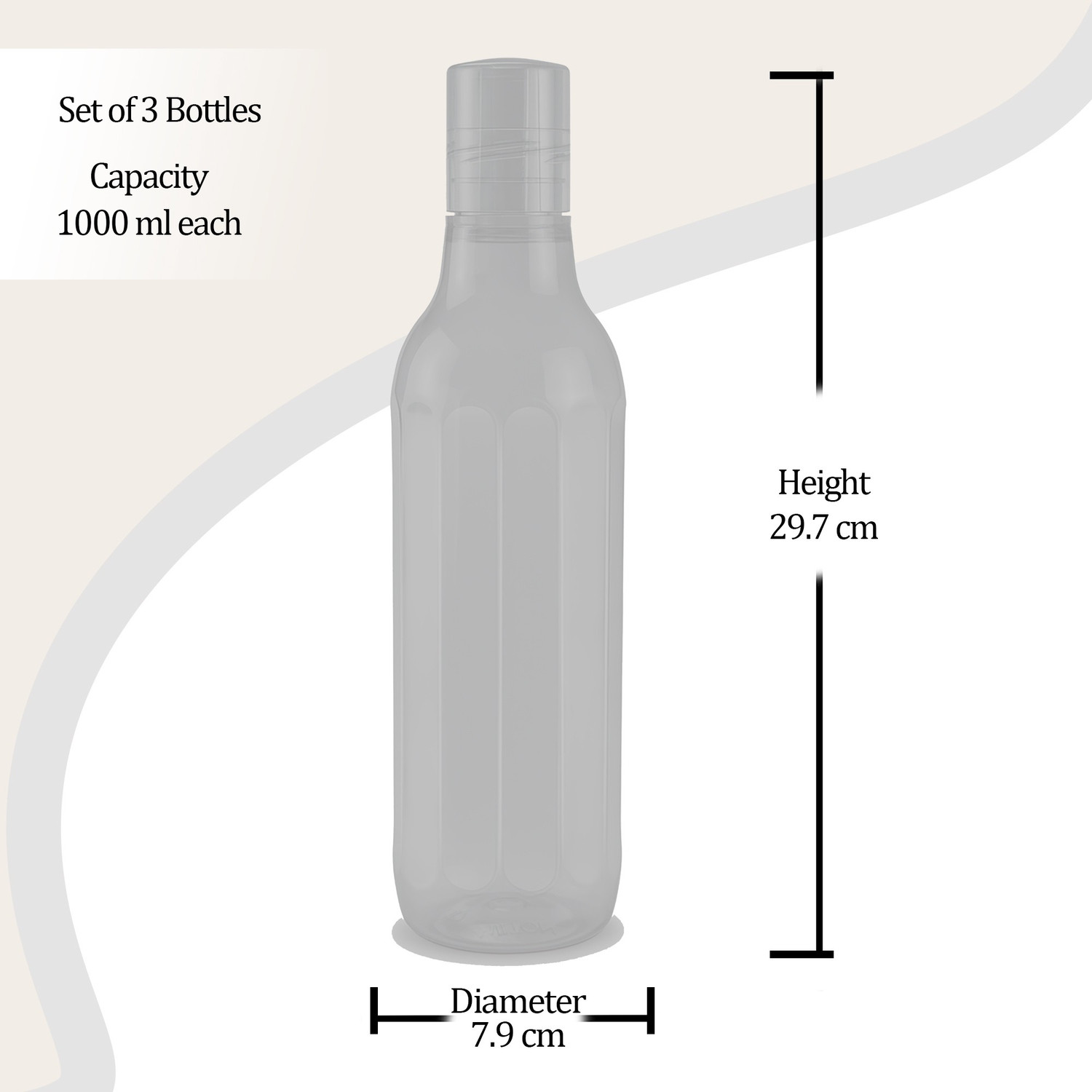 Image of MILTON Prism 1000 Pet Water Bottle, Set of 3, 1 Litre Each, Pink 1000 ml Plastic Bottle