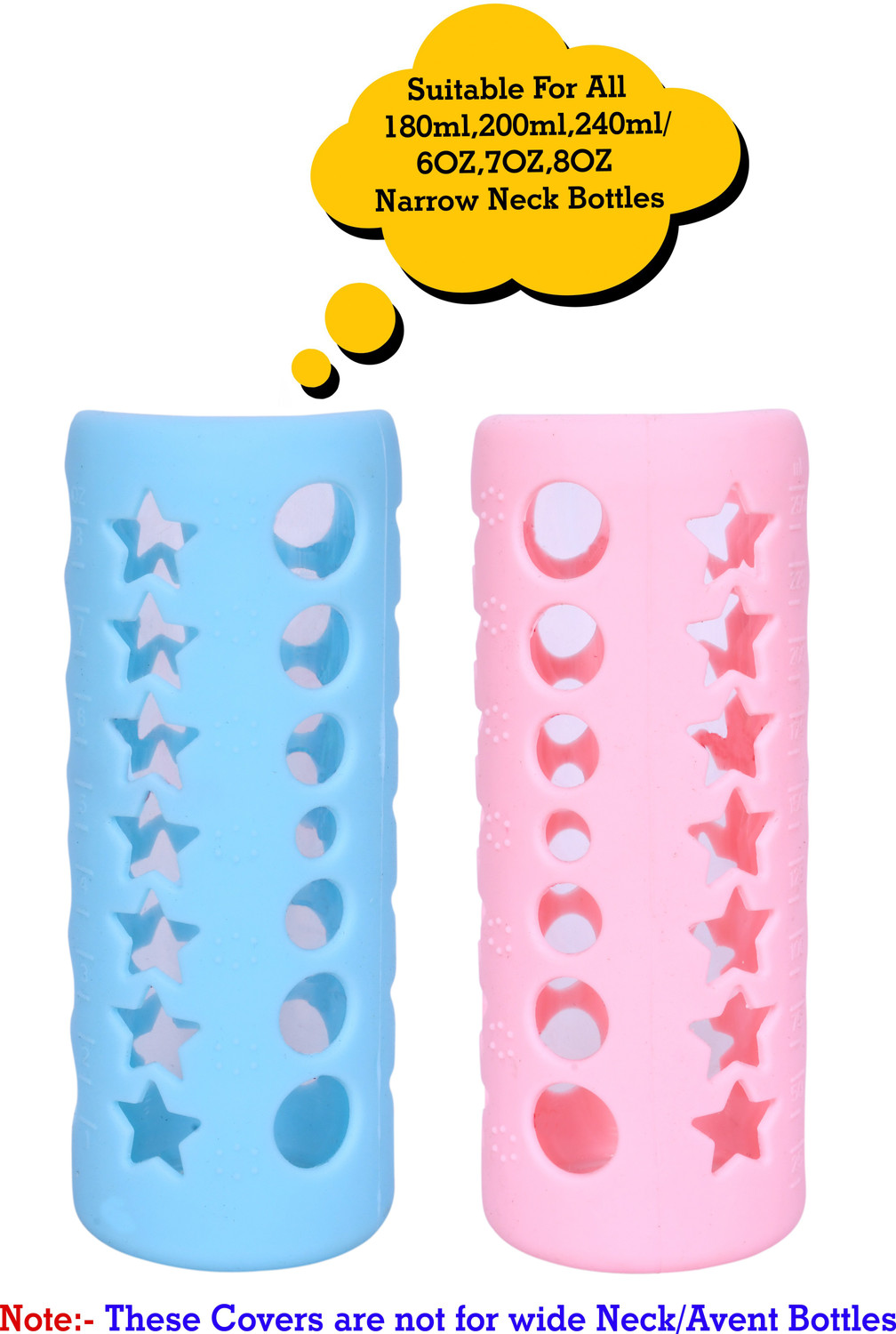 Image of The Little Lookers Baby Feeding Bottle Silicone Warmer Cover /Sleeve Holder /Insulated Protection for Newborns /Infants /Babies (Pack of 2) (Pink & Blue, 240 ML) (Pink, Blue)