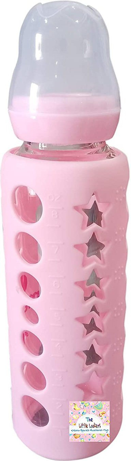 Image of The Little Lookers Baby Feeding Bottle Silicone Warmer Cover /Sleeve Holder /Insulated Protection for Newborns /Infants /Babies (Pack of 2) (Pink & Blue, 240 ML) (Pink, Blue)