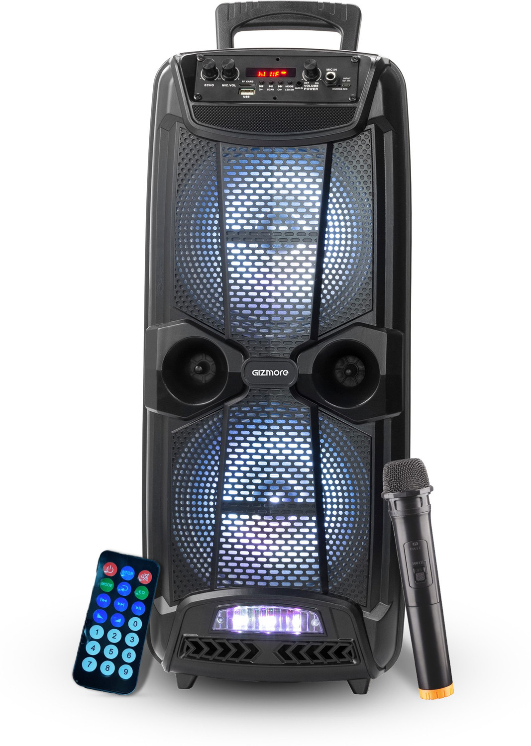 Image of Gizmore GIZ WHEELZ T1501N Portable Party Speaker 2000W P.M.P.O with Wireless Mic Input. 20 W Bluetooth Home Theatre