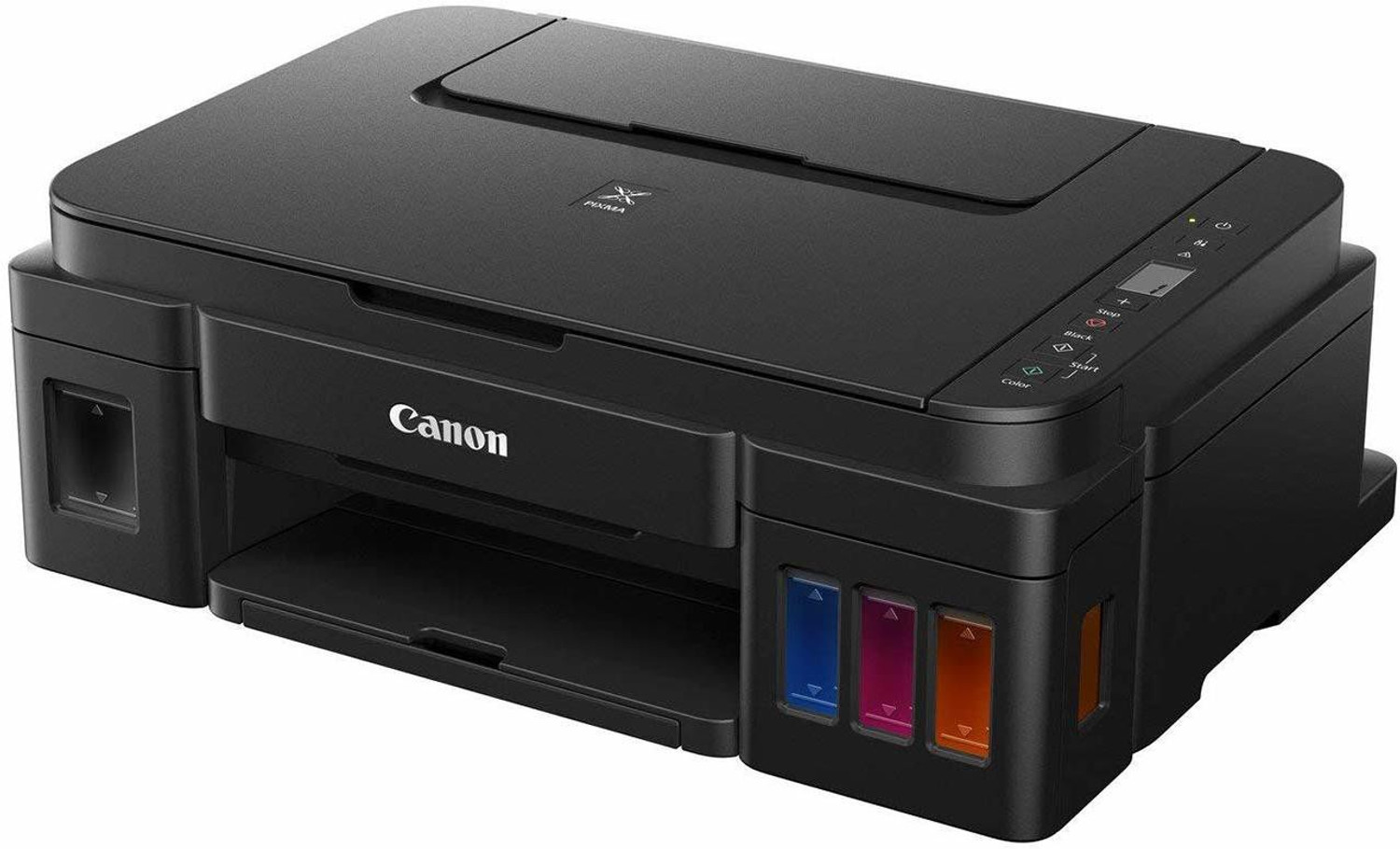 Image of Canon PIXMA MegaTank /Ink Efficient G2012 Multi-function Color Ink Tank Printer (Color Page Cost: 0.32 Rs. | Black Page Cost: 0.09 Rs.) with 2 additional Black