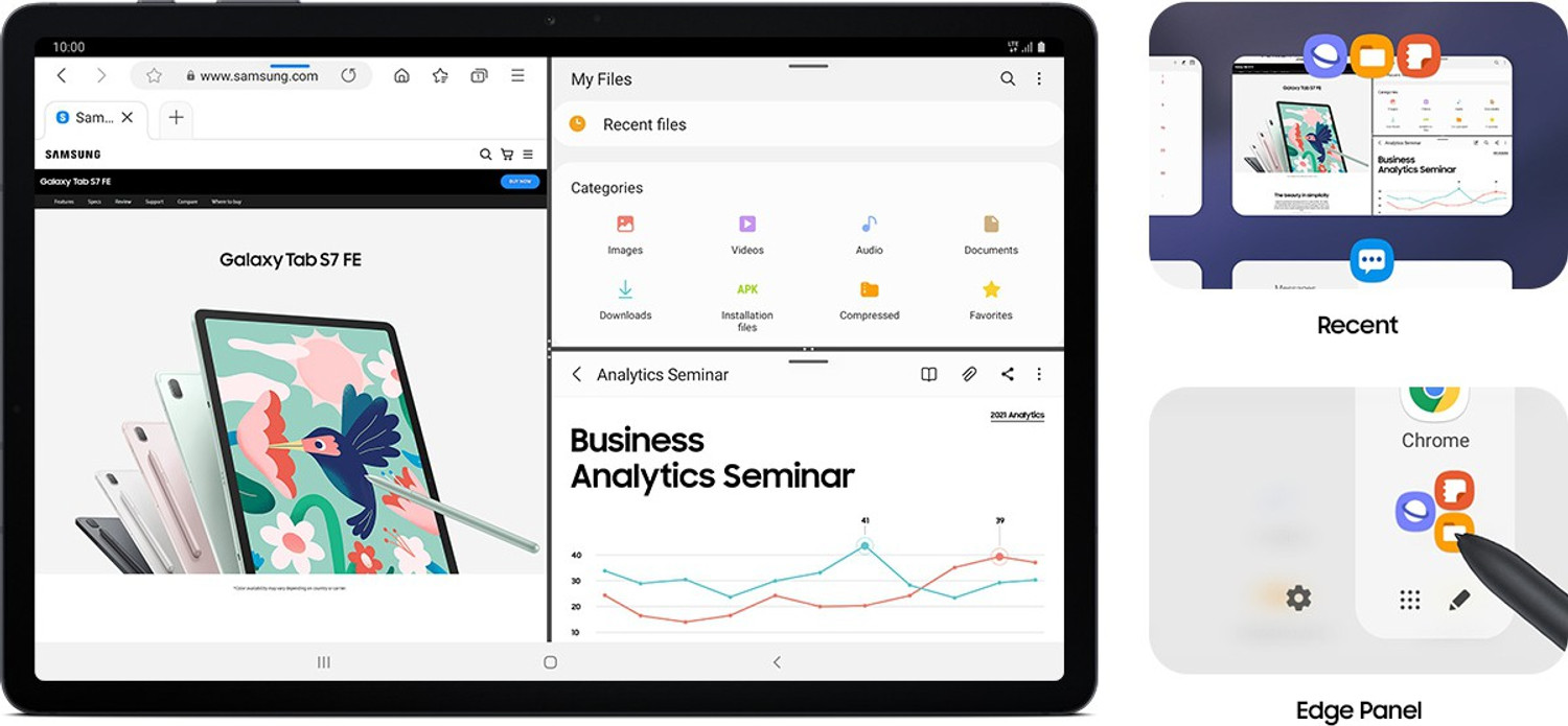 Image of Samsung Galaxy Tab S7 FE With Stylus 6 GB RAM 128 GB ROM 12.4 inches with 4G Qualcomm Snapdragon 700 Series Tablet (Silver)