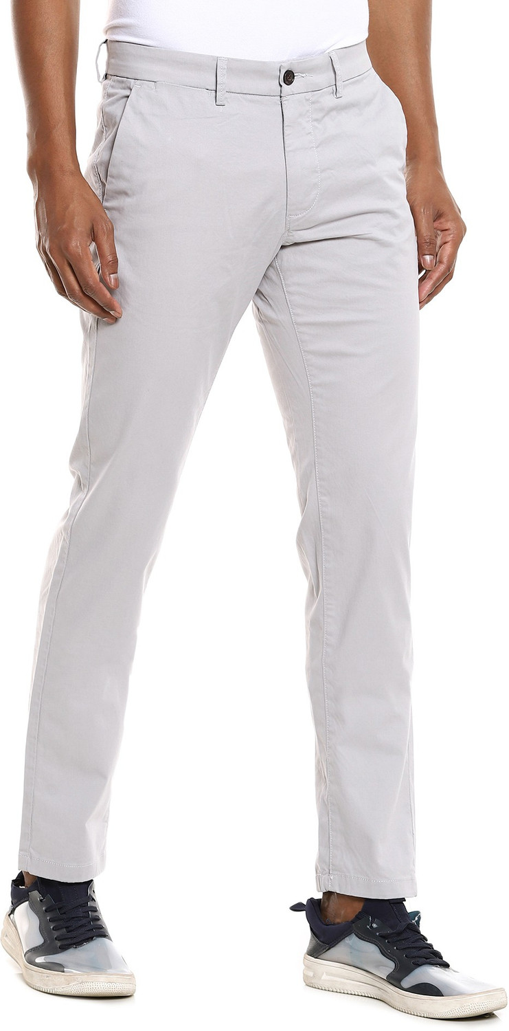 Image of Arrow Sport Men Regular Fit Grey Cotton Blend Trousers
