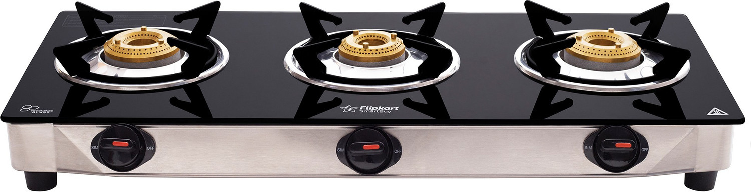 Image of Flipkart SmartBuy Regalia 3 Burners Glass Manual Gas Stove