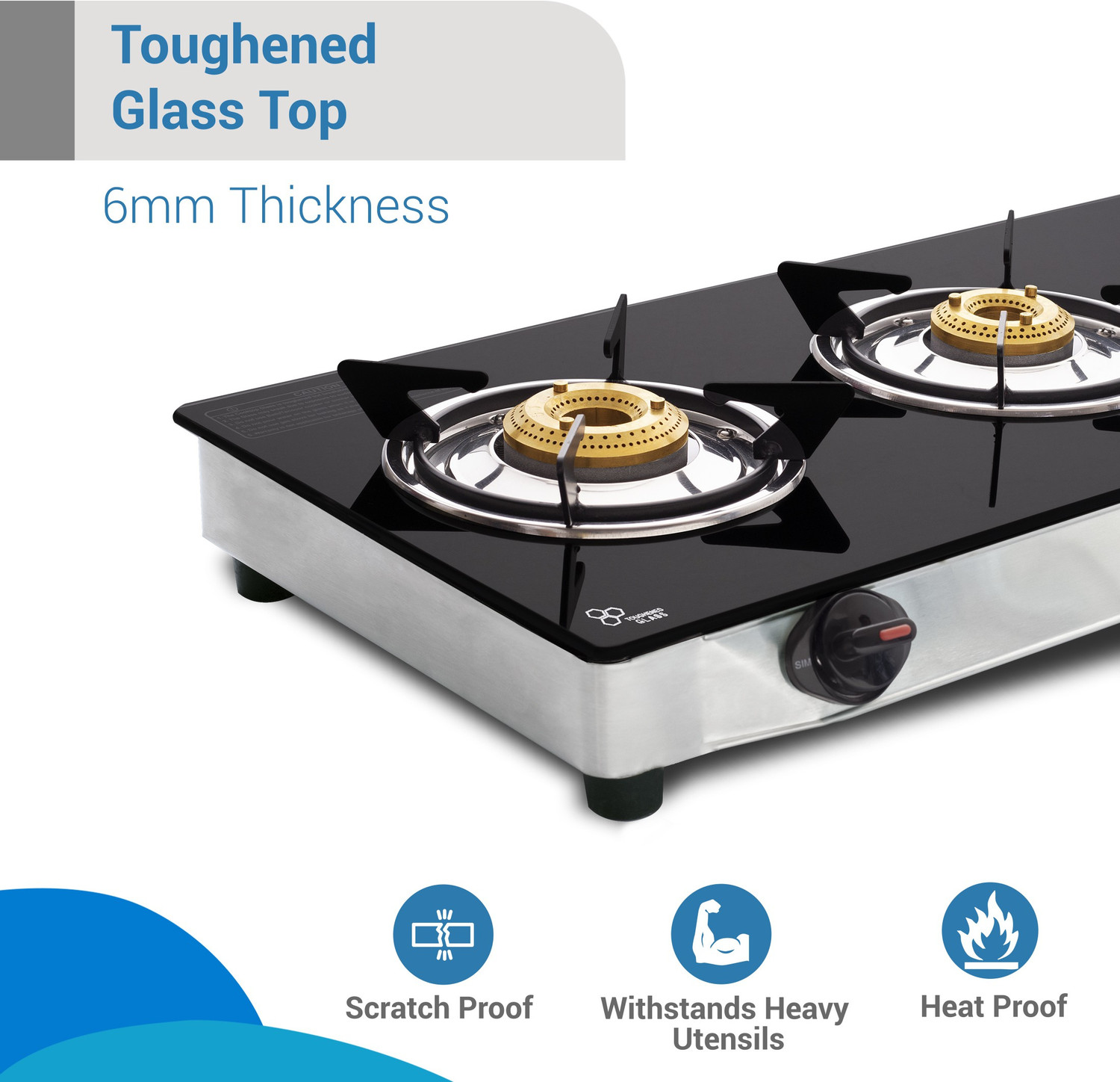 Image of Flipkart SmartBuy Regalia 3 Burners Glass Manual Gas Stove