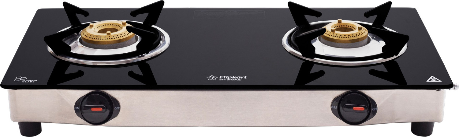 Image of Flipkart SmartBuy Regalia 2 Burners Glass, Stainless Steel Manual Gas Stove