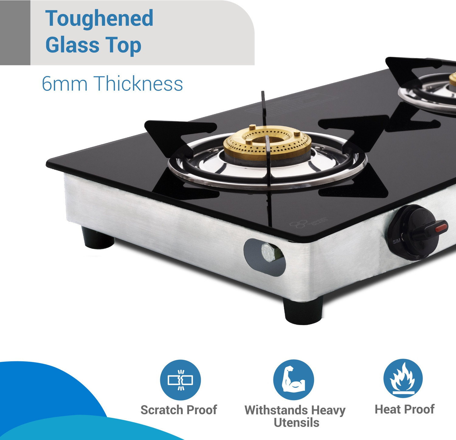 Image of Flipkart SmartBuy Regalia 2 Burners Glass, Stainless Steel Manual Gas Stove