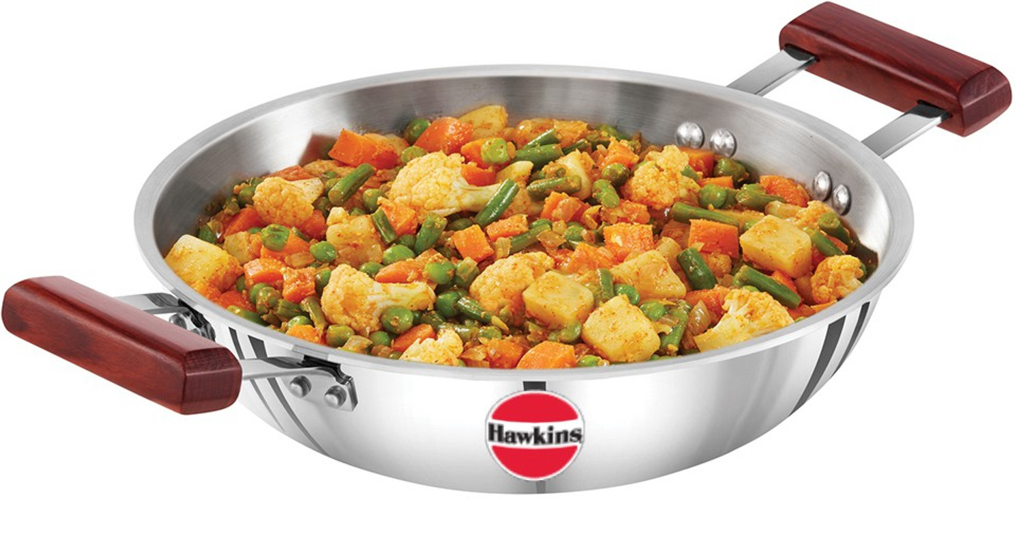 HAWKINS TriPly Kadhai 26 cm diameter 2.5 L capacity  (Stainless Steel, Induction Bottom)