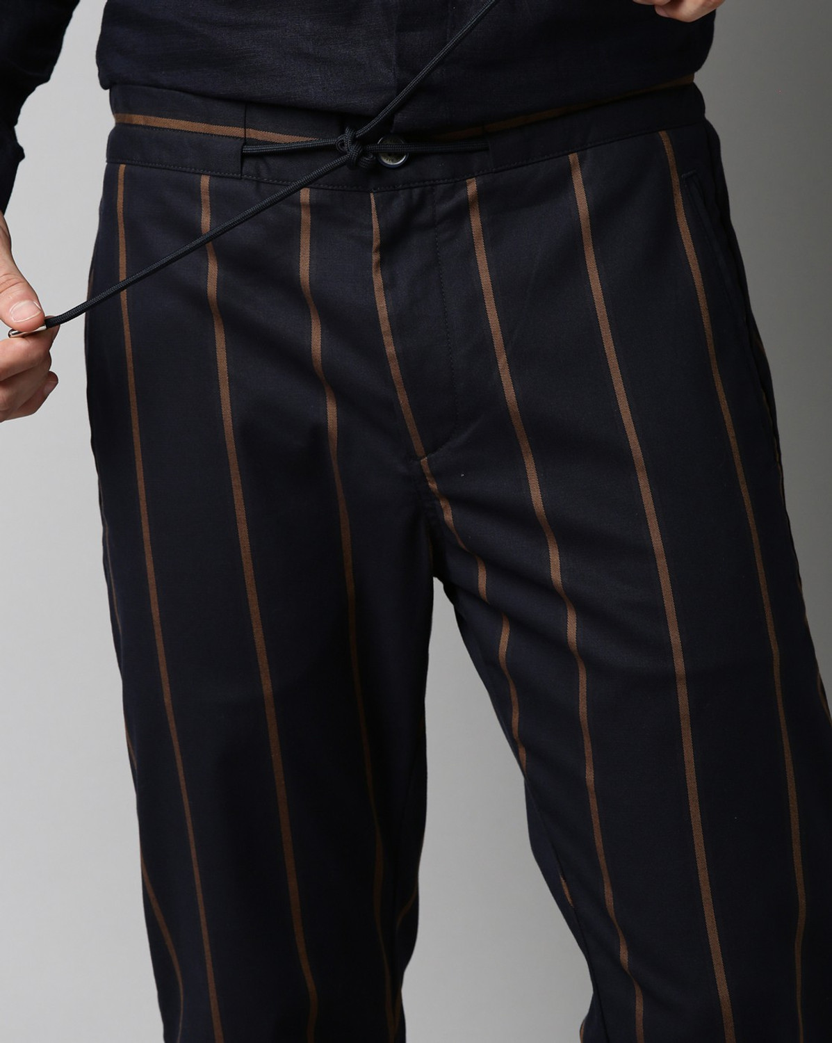 Image of RARE RABBIT Slim Fit Men Dark Blue Trousers