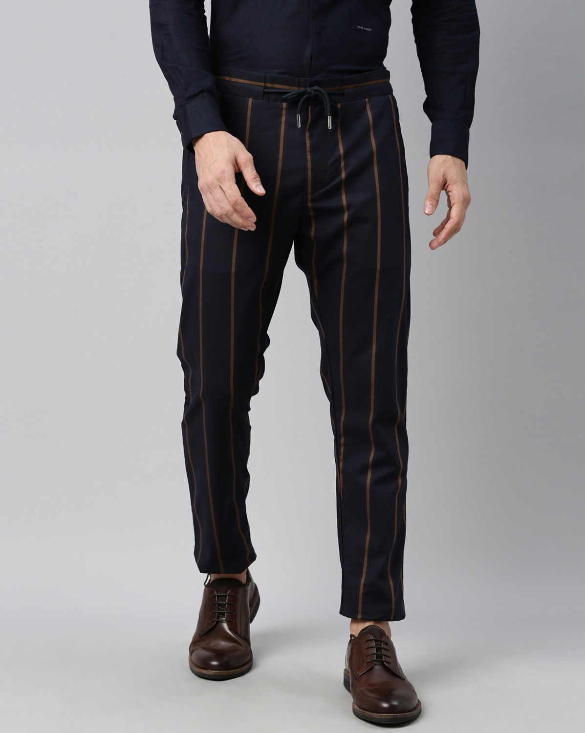 Image of RARE RABBIT Slim Fit Men Dark Blue Trousers