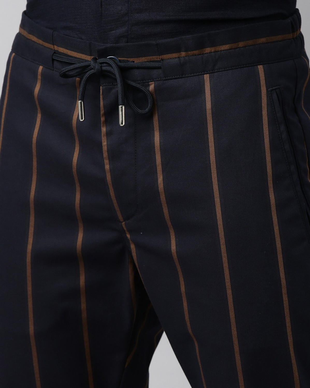 Image of RARE RABBIT Slim Fit Men Dark Blue Trousers