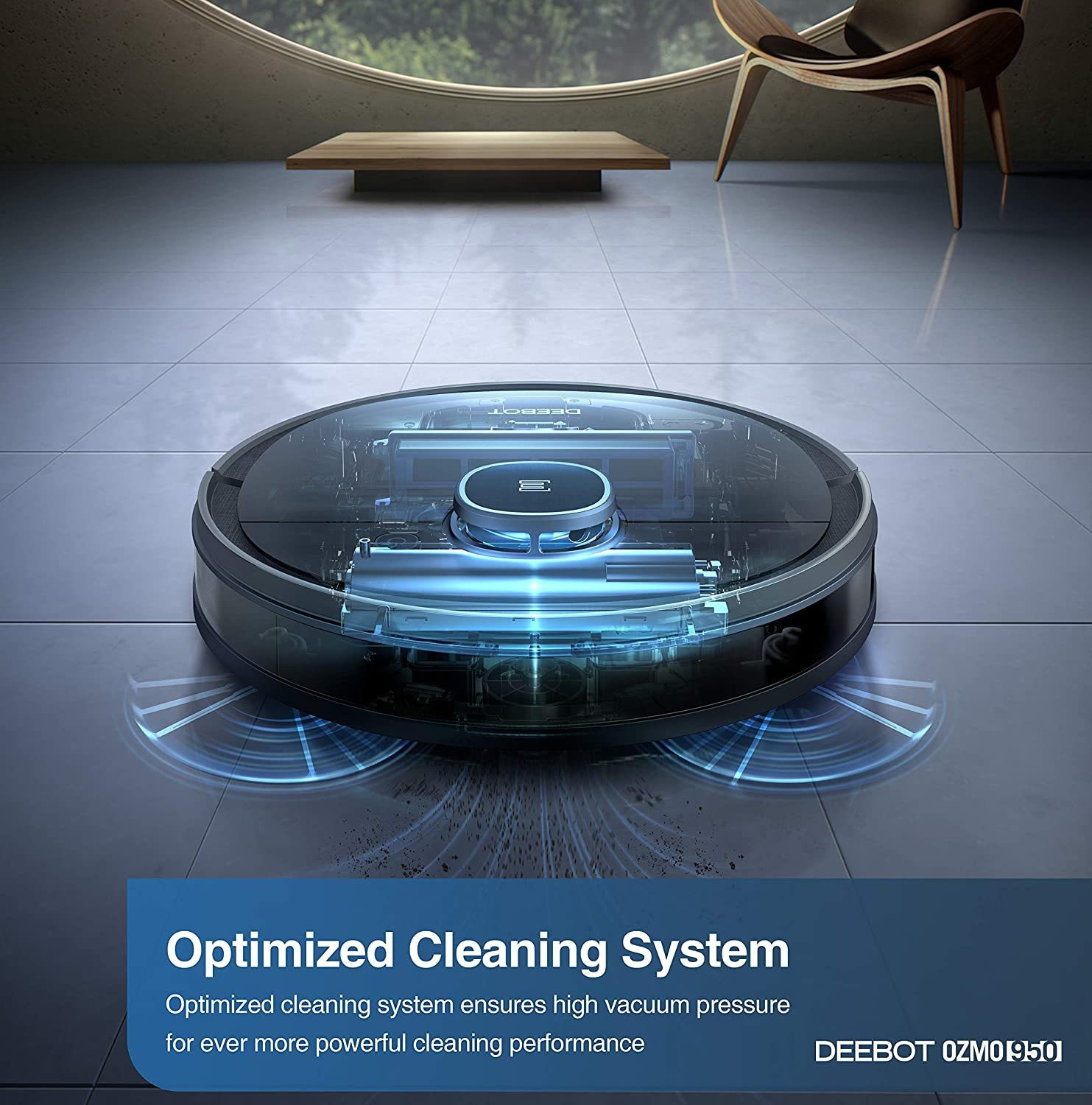 Image of ECOVACS DEEBOT OZMO 950 Robotic Floor Cleaner with 2 in 1 Mopping and Vacuum (WiFi Connectivity, Google Assistant and Alexa)