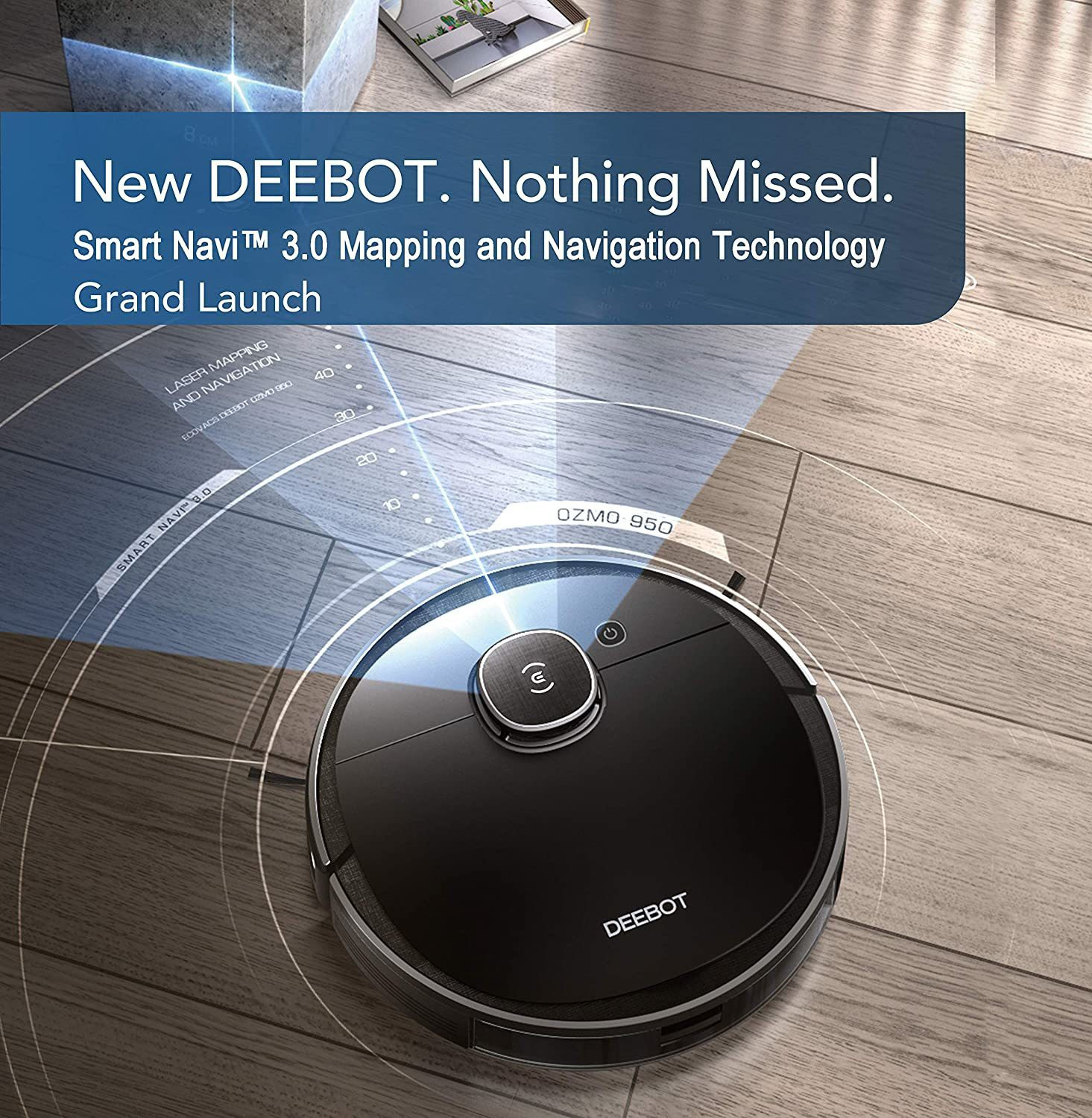 Image of ECOVACS DEEBOT OZMO 950 Robotic Floor Cleaner with 2 in 1 Mopping and Vacuum (WiFi Connectivity, Google Assistant and Alexa)