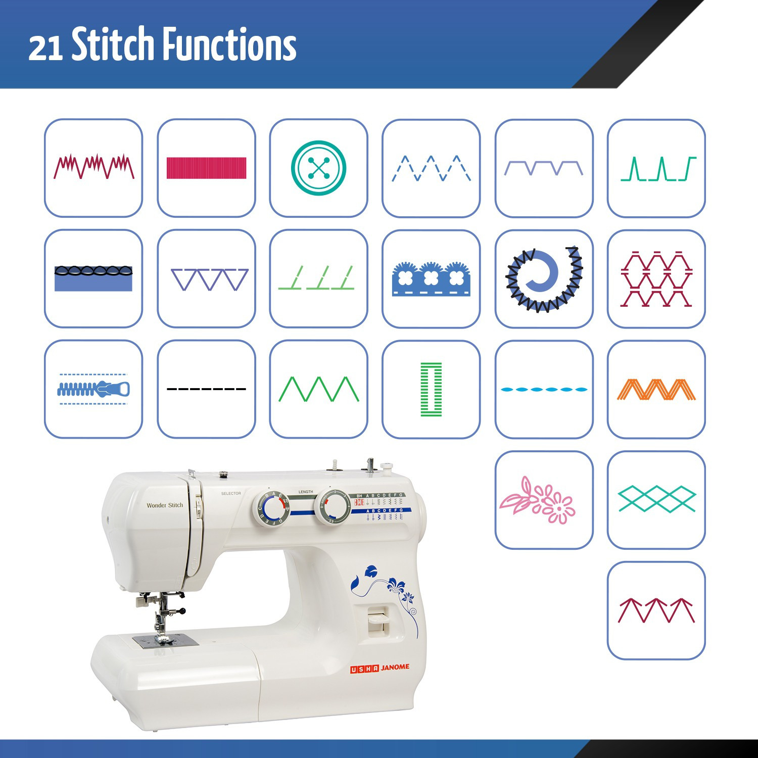 USHA Wonder Stitch Electric Sewing Machine ( Builtin Stitches 13