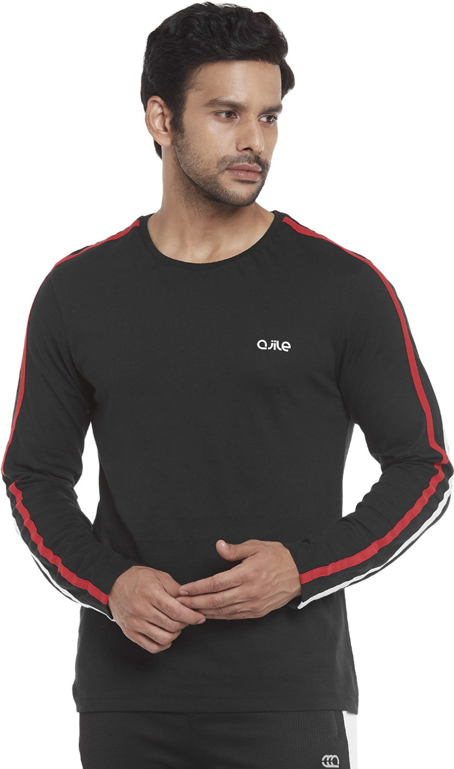 Ajile By Pantaloons Solid Men Round Neck Black T-Shirt Price History