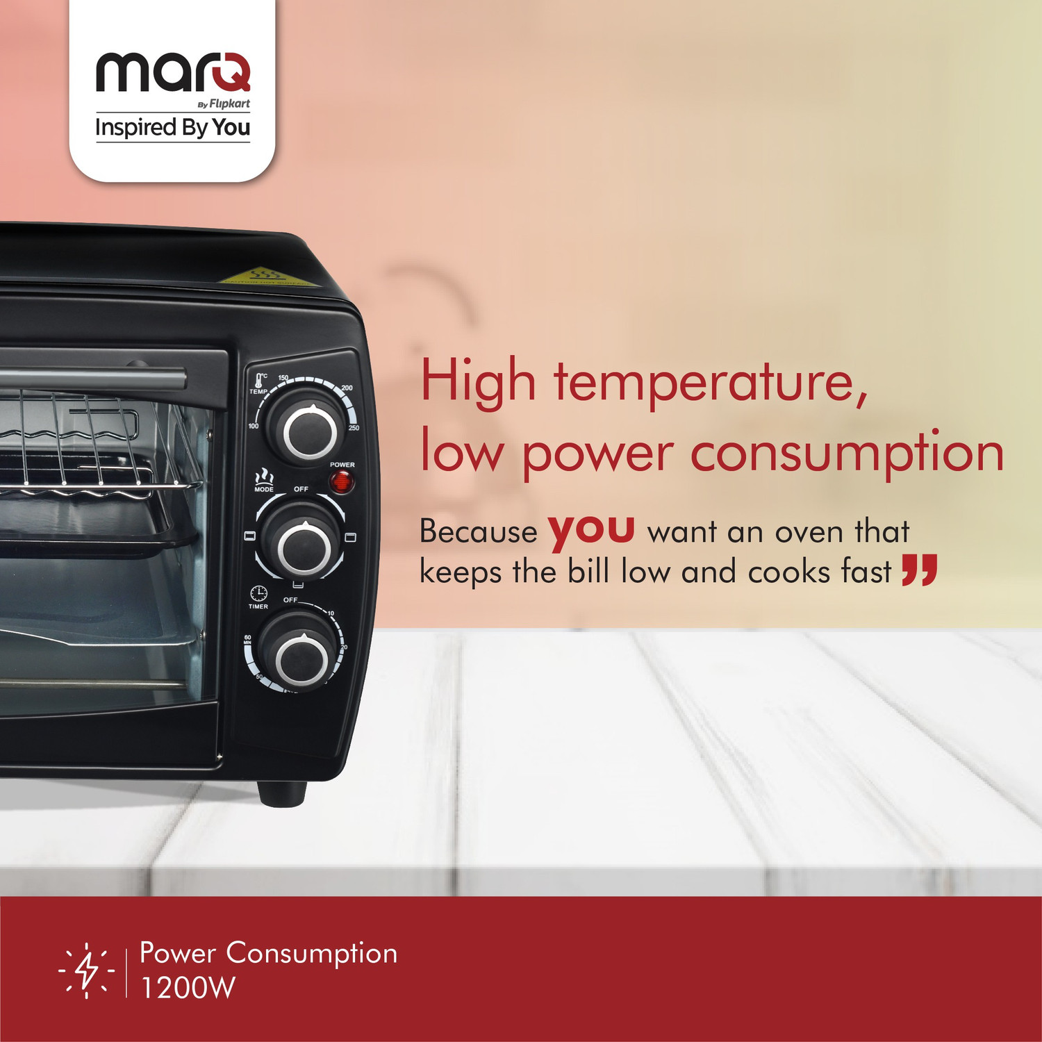 Image of MarQ by Flipkart 18-Litre with Crumb Tray Oven Toaster Grill (OTG)
