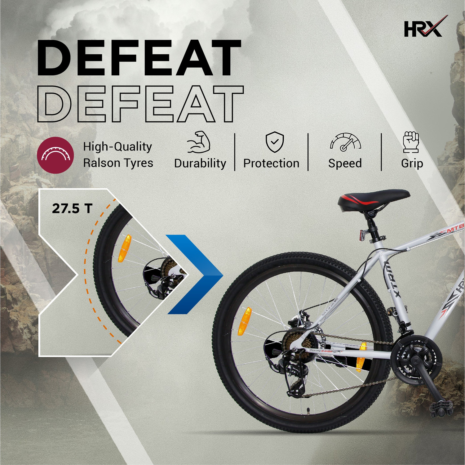 Image of HRX XTRM MTB 500 85% Assembled with Front Suspension 27.5 T (inch) Mountain Cycle