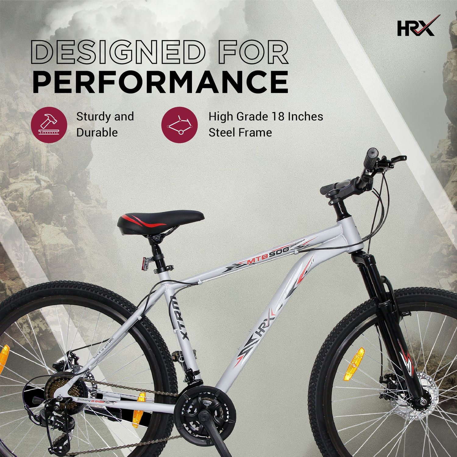 Image of HRX XTRM MTB 500 85% Assembled with Front Suspension 27.5 T (inch) Mountain Cycle