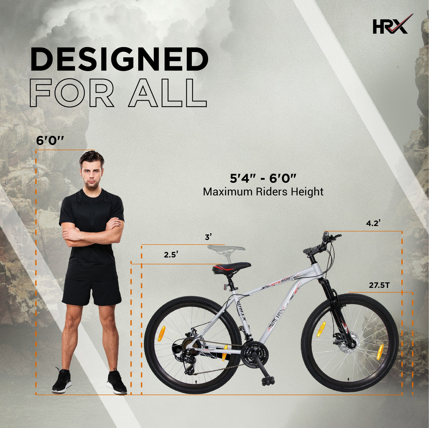 Image of HRX XTRM MTB 500 85% Assembled with Front Suspension 27.5 T (inch) Mountain Cycle