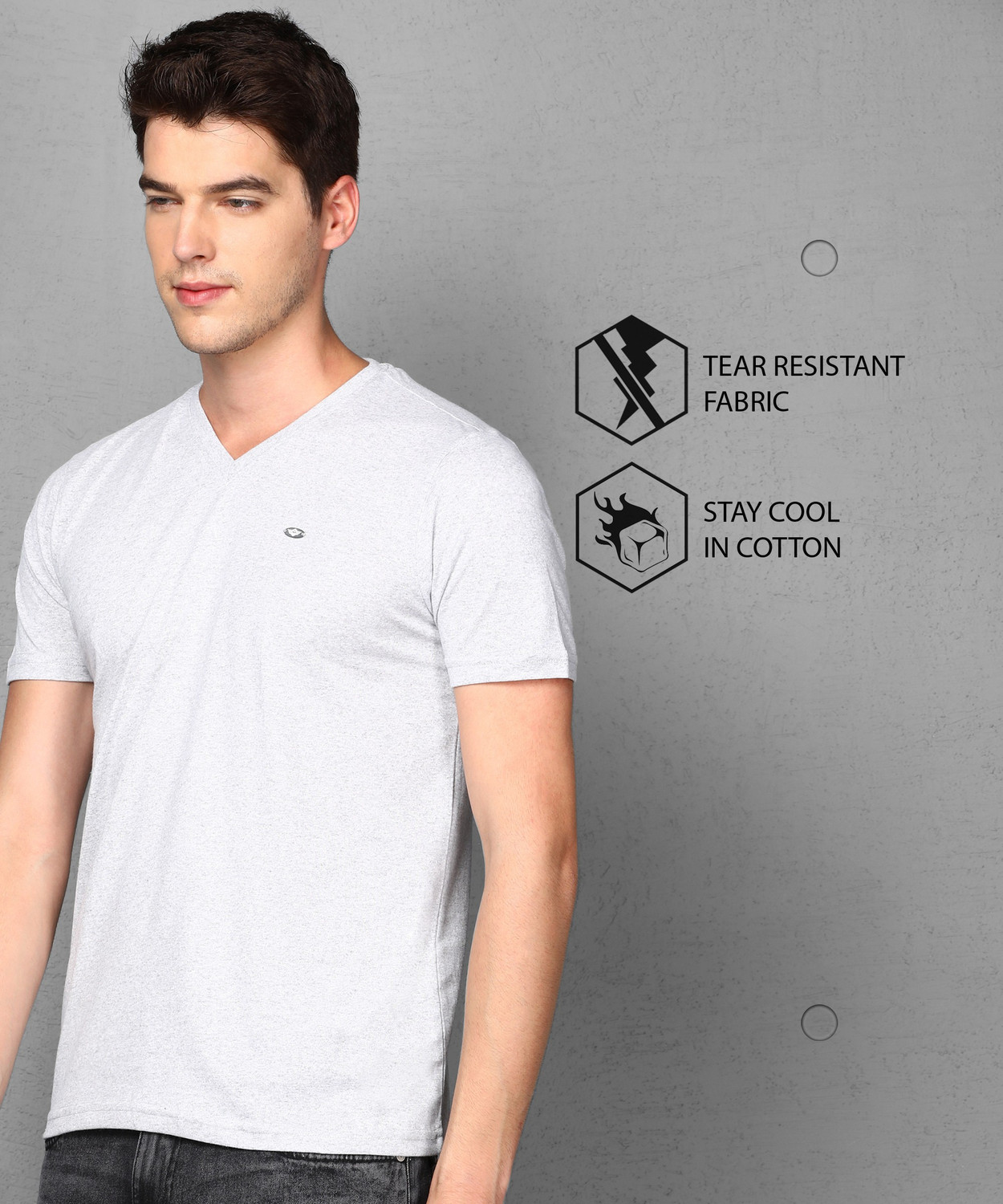 Image of METRONAUT Solid Men V Neck Multicolor T-Shirt