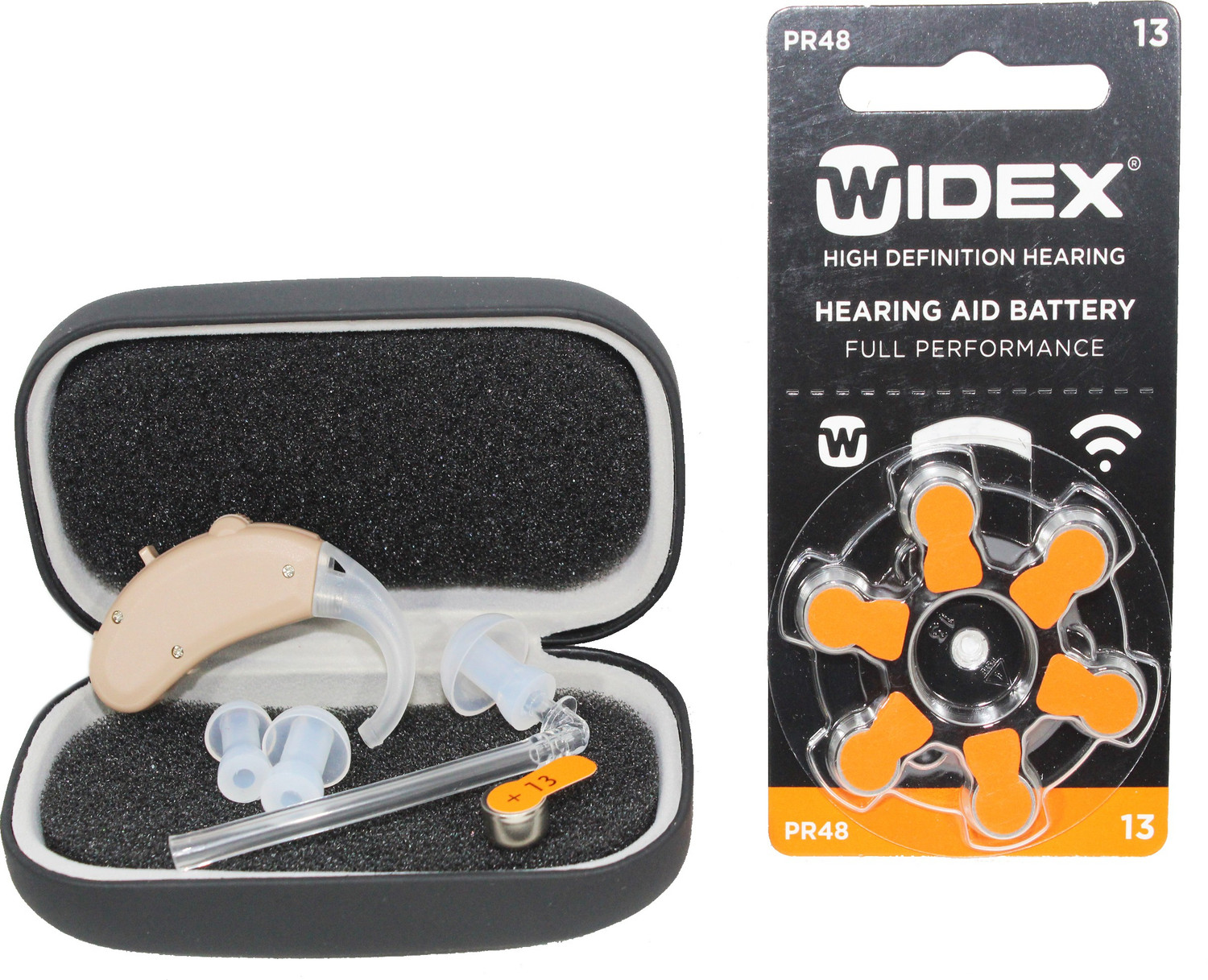 Image of Unisound VIVO111 Ear Amplifier Device German Made With 1 Year Warranty Hearing Aid machine for ear- Vivo 111(New)- Behind The Ear Model- with Hearing Aid Battery- P13- Pack Of 6 Behind the ear Hearing Aid (Beige)