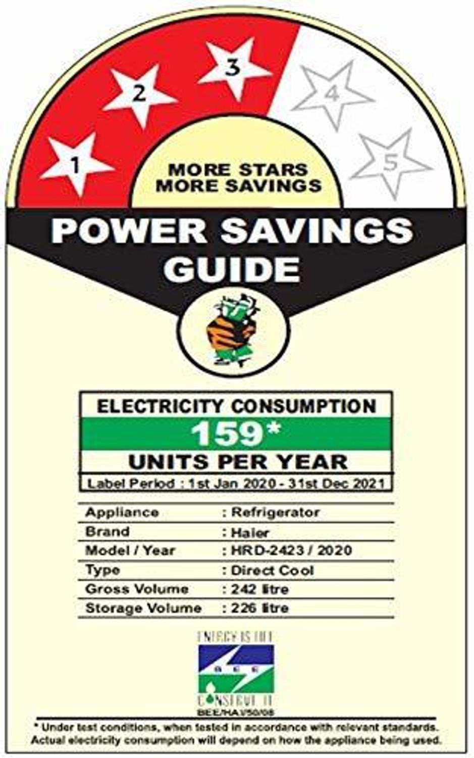 Image of Haier 242 L Direct Cool Single Door 3 Star Refrigerator