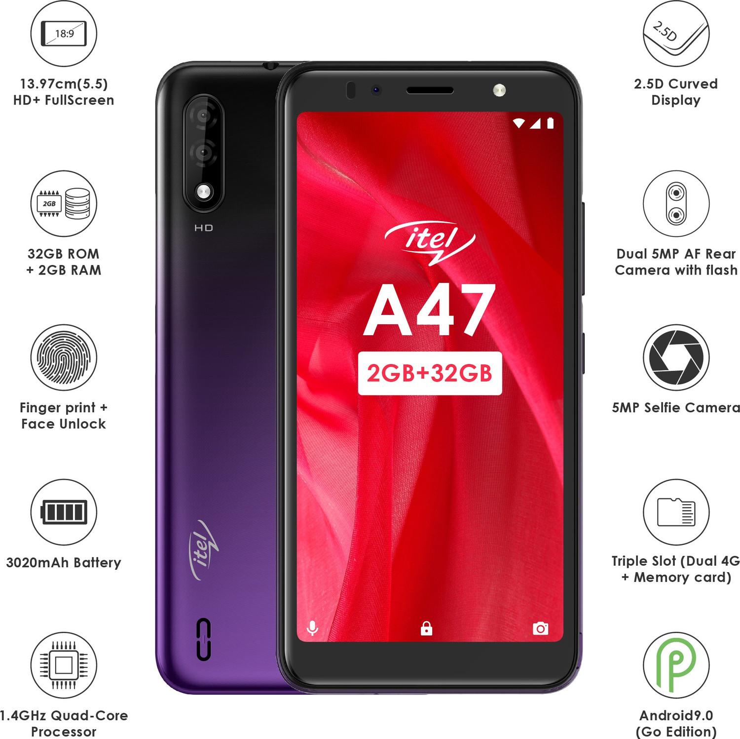Image of itel A47 (Cosmic Purple, 32 GB)