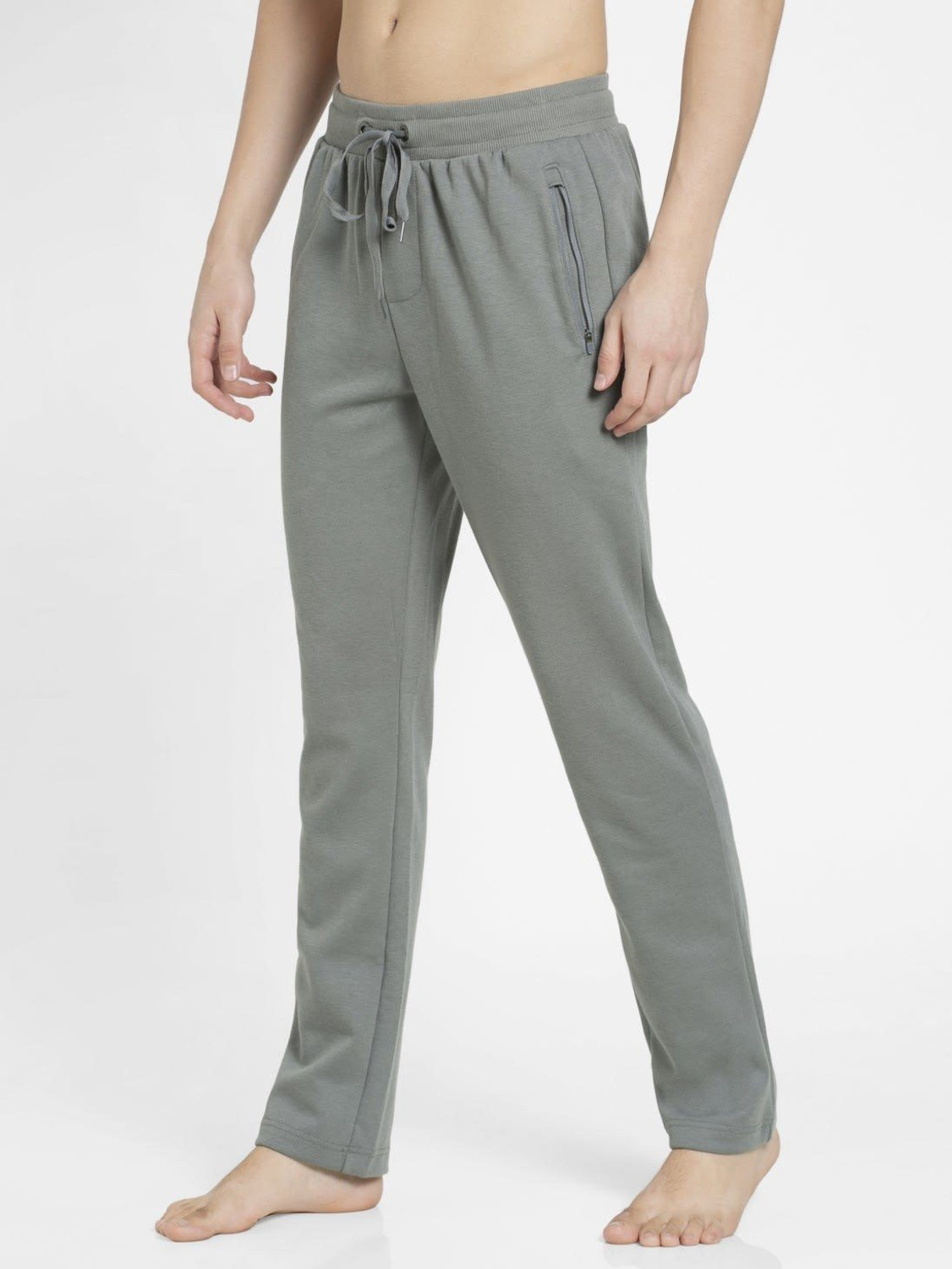 Image of JOCKEY AM44 Super Combed Cotton Rich Pique Solid Men Grey Track Pants