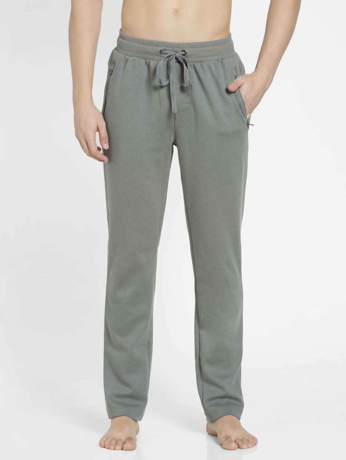 Image of JOCKEY AM44 Super Combed Cotton Rich Pique Solid Men Grey Track Pants
