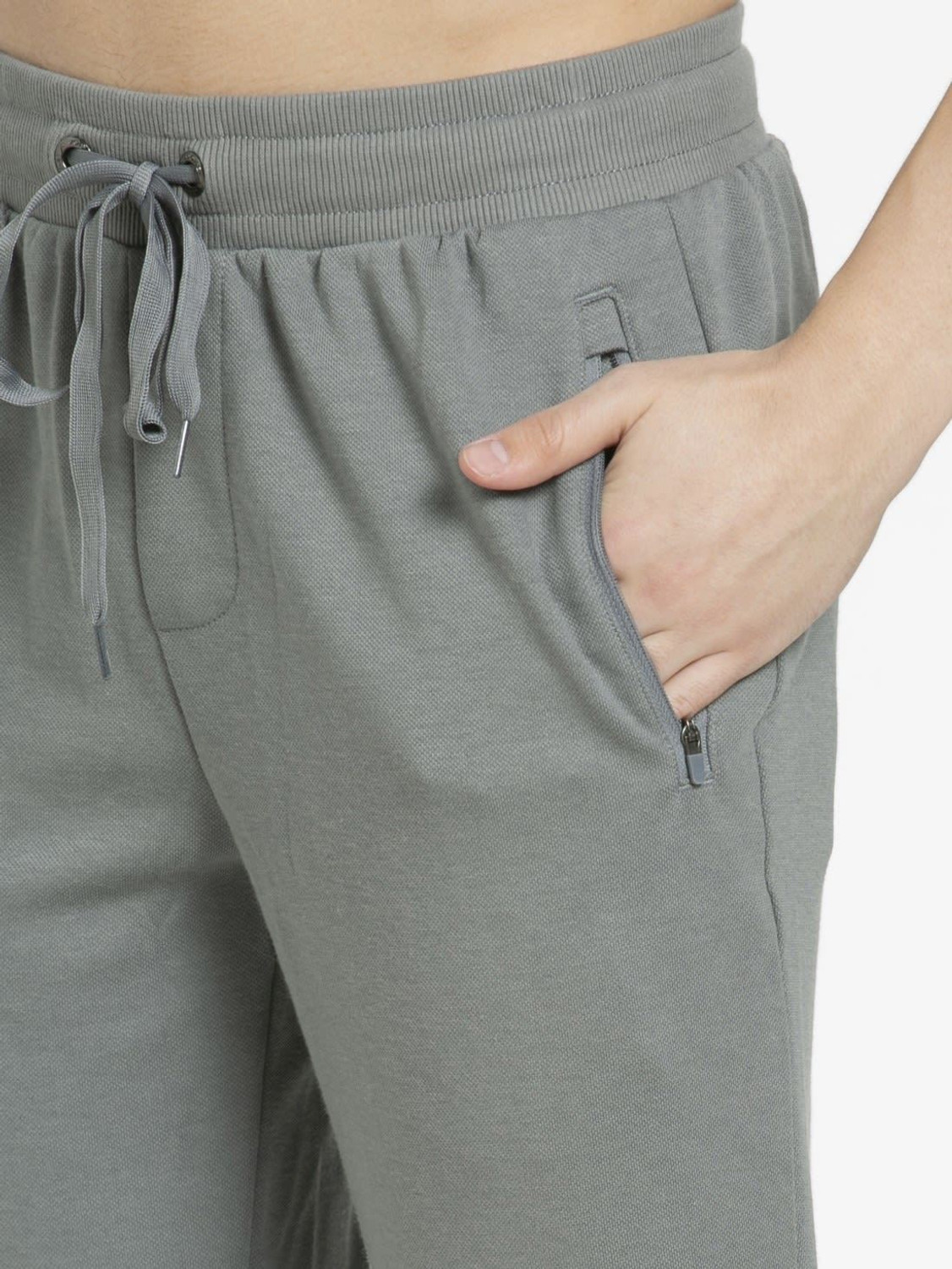 Image of JOCKEY AM44 Super Combed Cotton Rich Pique Solid Men Grey Track Pants