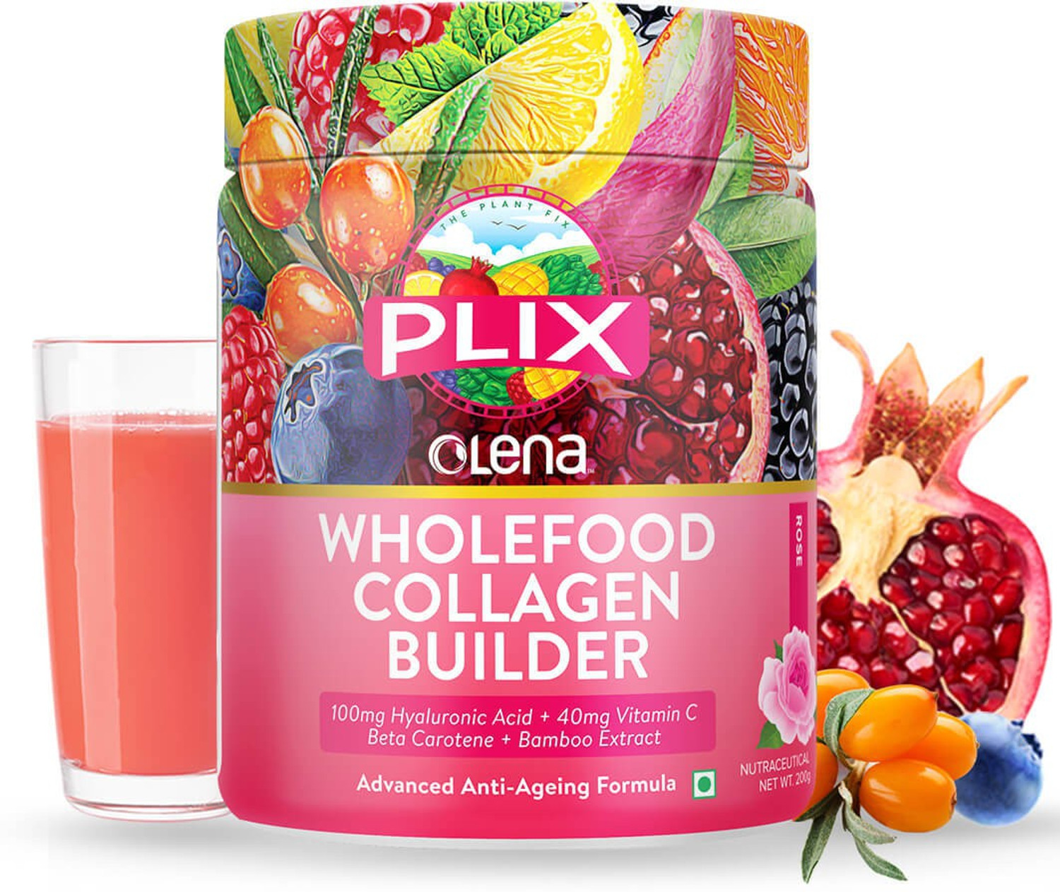Image of The Plant Fix Plix Collagen Booster Powder | Hydration, Skin Health & Antioxidant Support, Rose