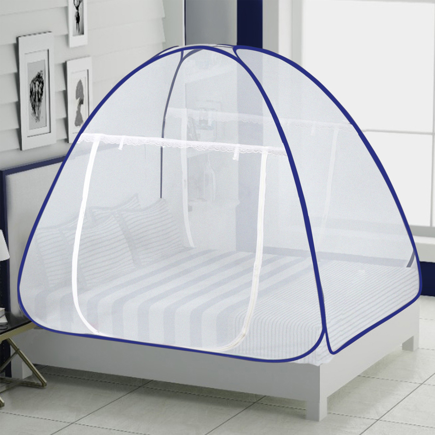 Image of IWS King Size Double Bed Mosquito Net | Foldable, Lightweight and Stylish Machhardani Tent Polyester Washable Adults Mosquito Net