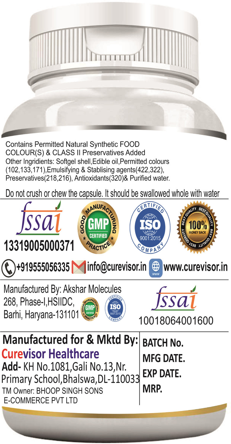 Image of Curevisor COD Liver Oil with Essential Fatty Acid Omega 3, Vitamin A & D (100 No)